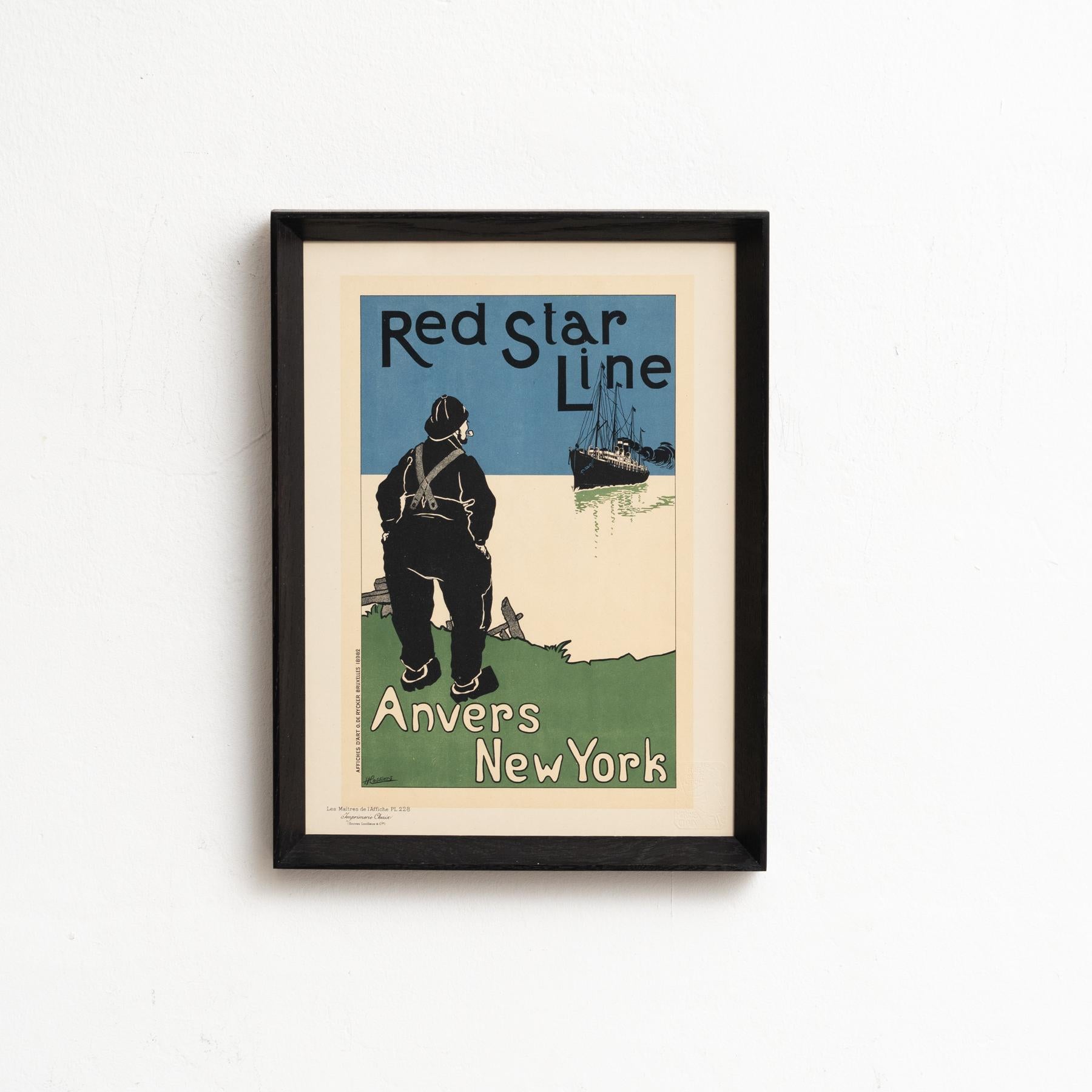 Red Star Line Artwork by H. Cassiers
Edited by Les Maitres de l'Affiche, circa 1930

Color Artwork Framed in Wood.

In original condition, with minor wear consistent of age and use, preserving a beautiful patina.

