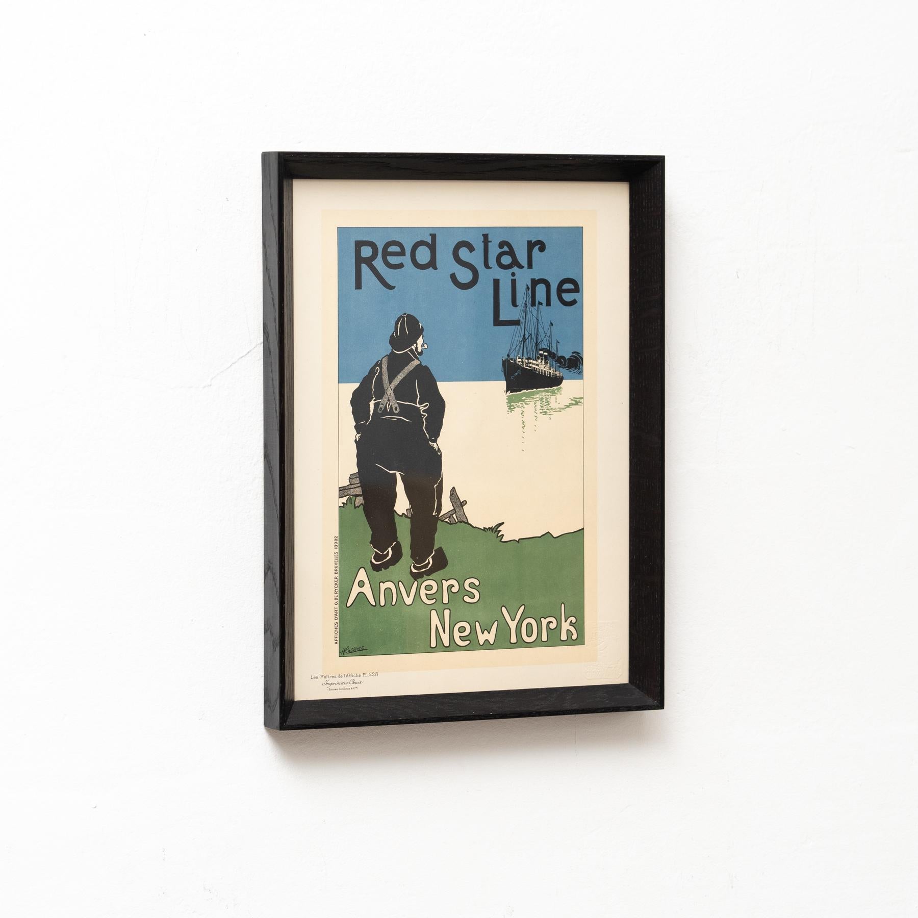 French Red Star Line Artwork by H. Cassiers by Les Maitres de l'Affiche, circa 1930 For Sale