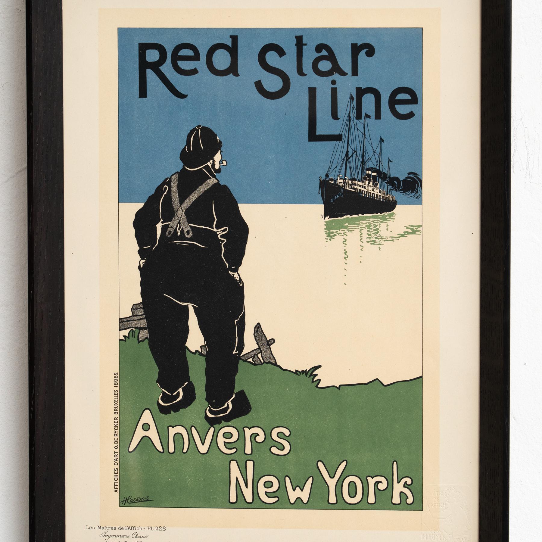 Red Star Line Artwork by H. Cassiers by Les Maitres de l'Affiche, circa 1930 In Good Condition For Sale In Barcelona, Barcelona
