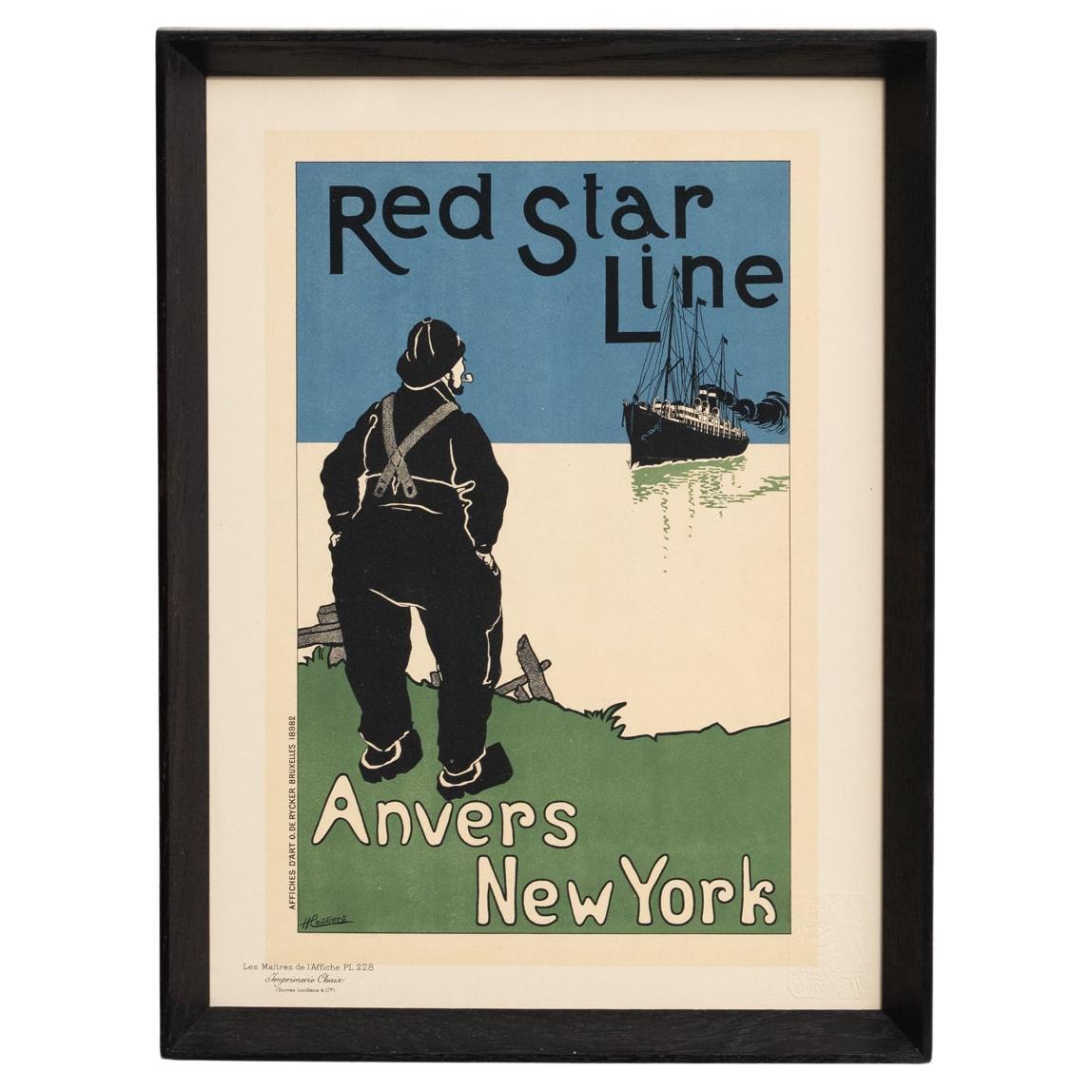 Red Star Line Artwork by H. Cassiers by Les Maitres de l'Affiche, circa 1930 For Sale
