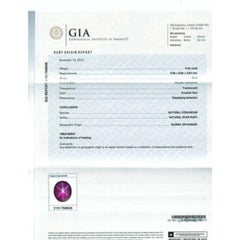 Red Star Ruby Stone 5.45 cts in 14K Yellow Gold Ring with Diamonds / GIA Report