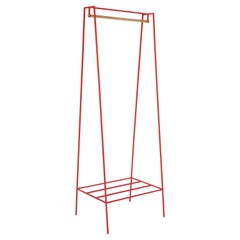 Red Steel 'A' Clothes Rail with a Pine Pole