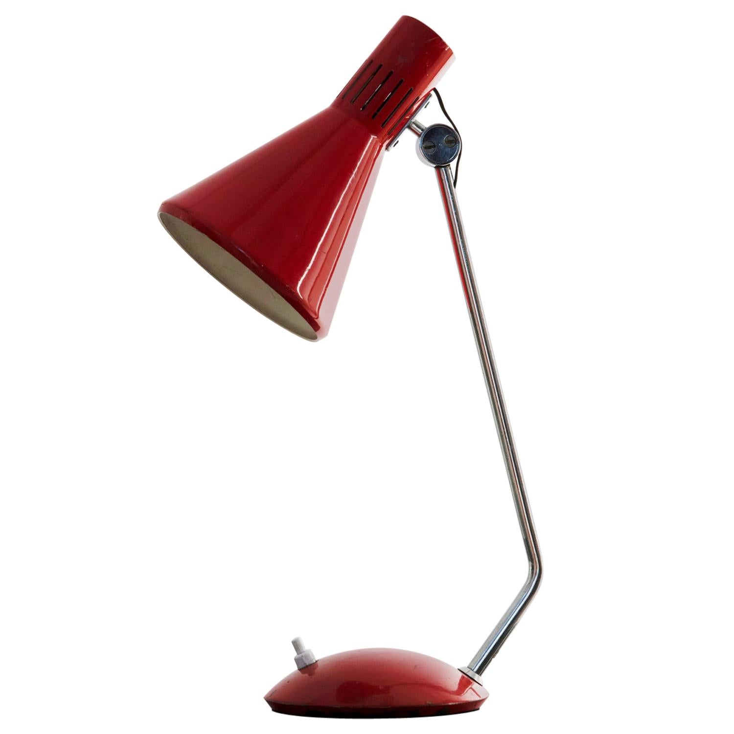 Red Stilnovo mod. 8042 Desk Lamp from the 1950s