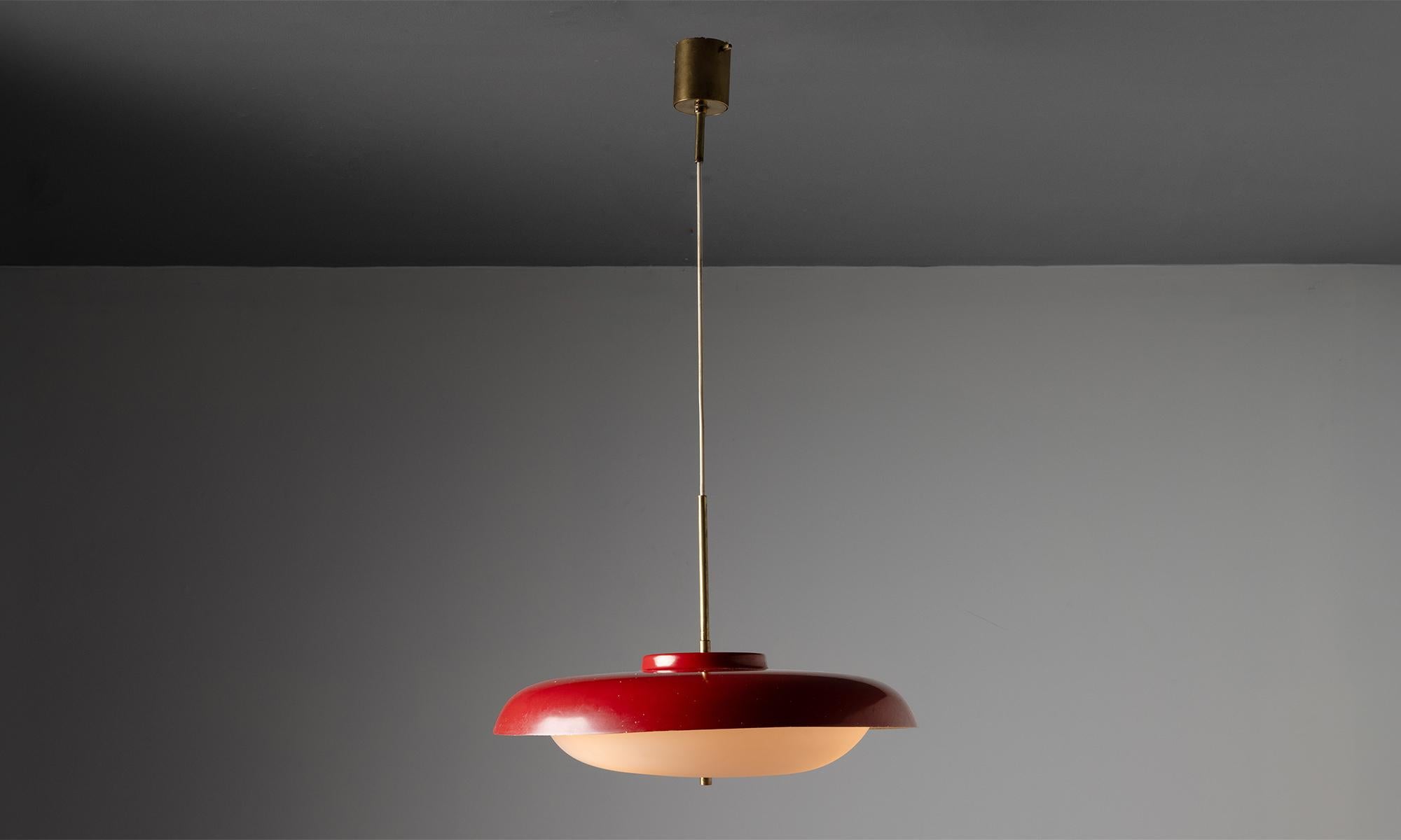 Mid-Century Modern Red Stilnovo Pendant, Italy 1950