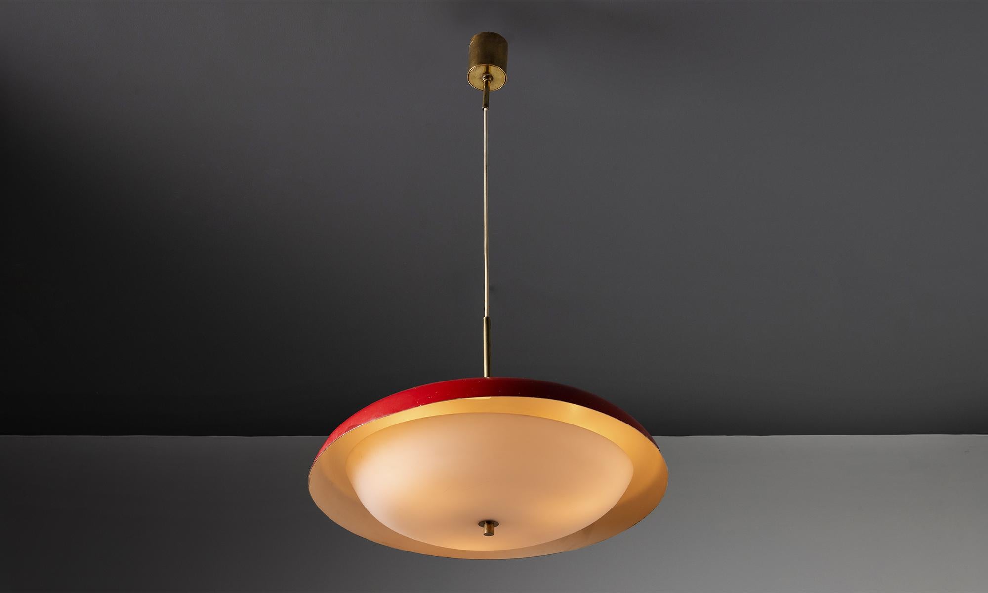 Italian Red Stilnovo Pendant, Italy 1950