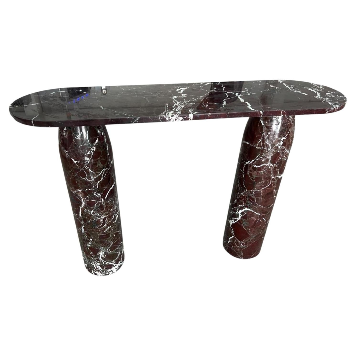 Red Stone Console Table - Rosso Levanto Marble Hallway Table For Sale