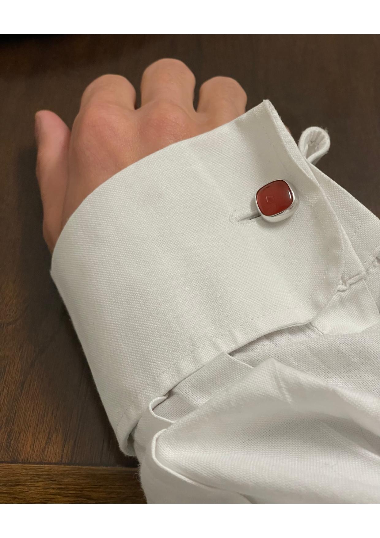 Red Stone Cufflinks In New Condition For Sale In Monte-Carlo, MC