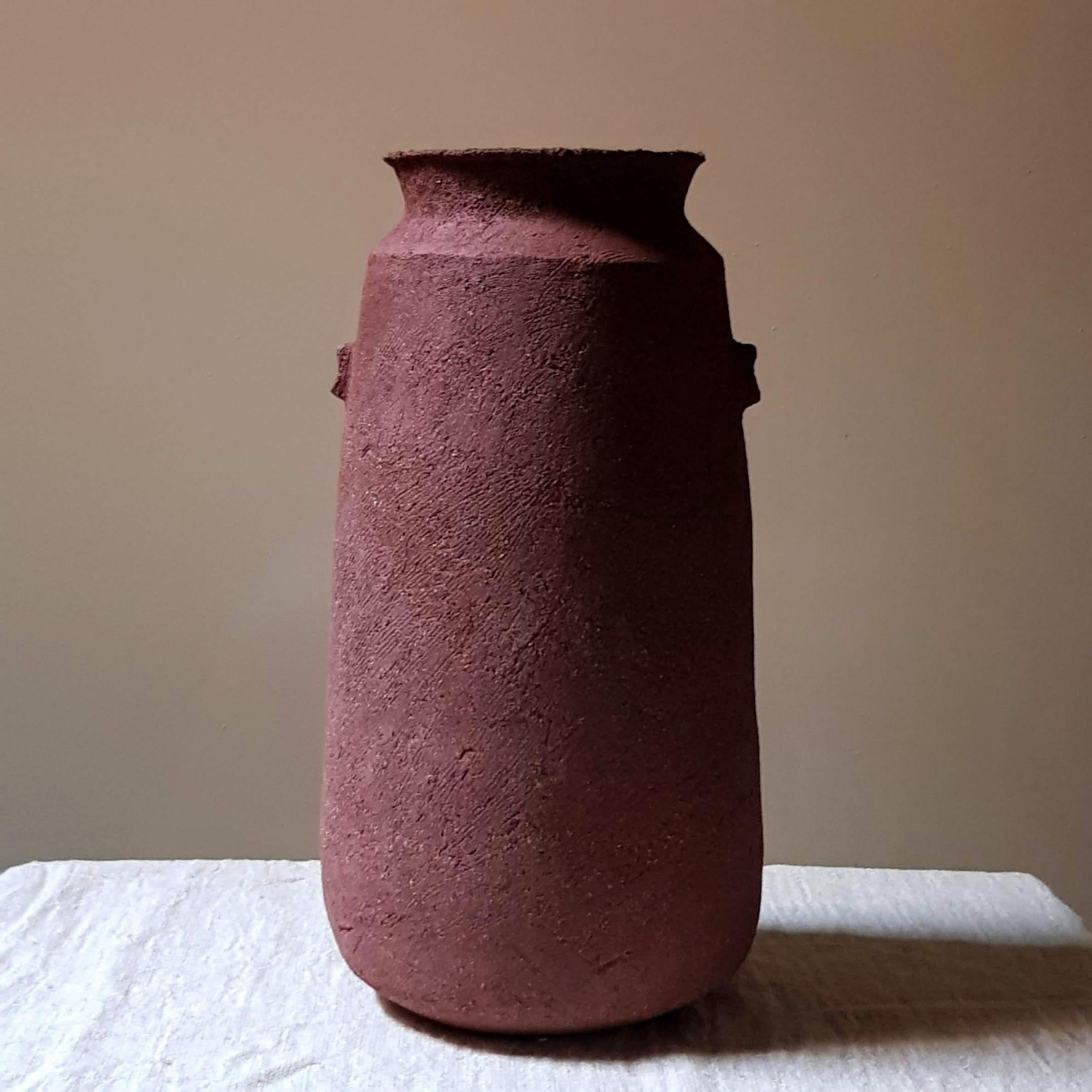 Greek Red Stoneware Alavastron Vase by Elena Vasilantonaki For Sale