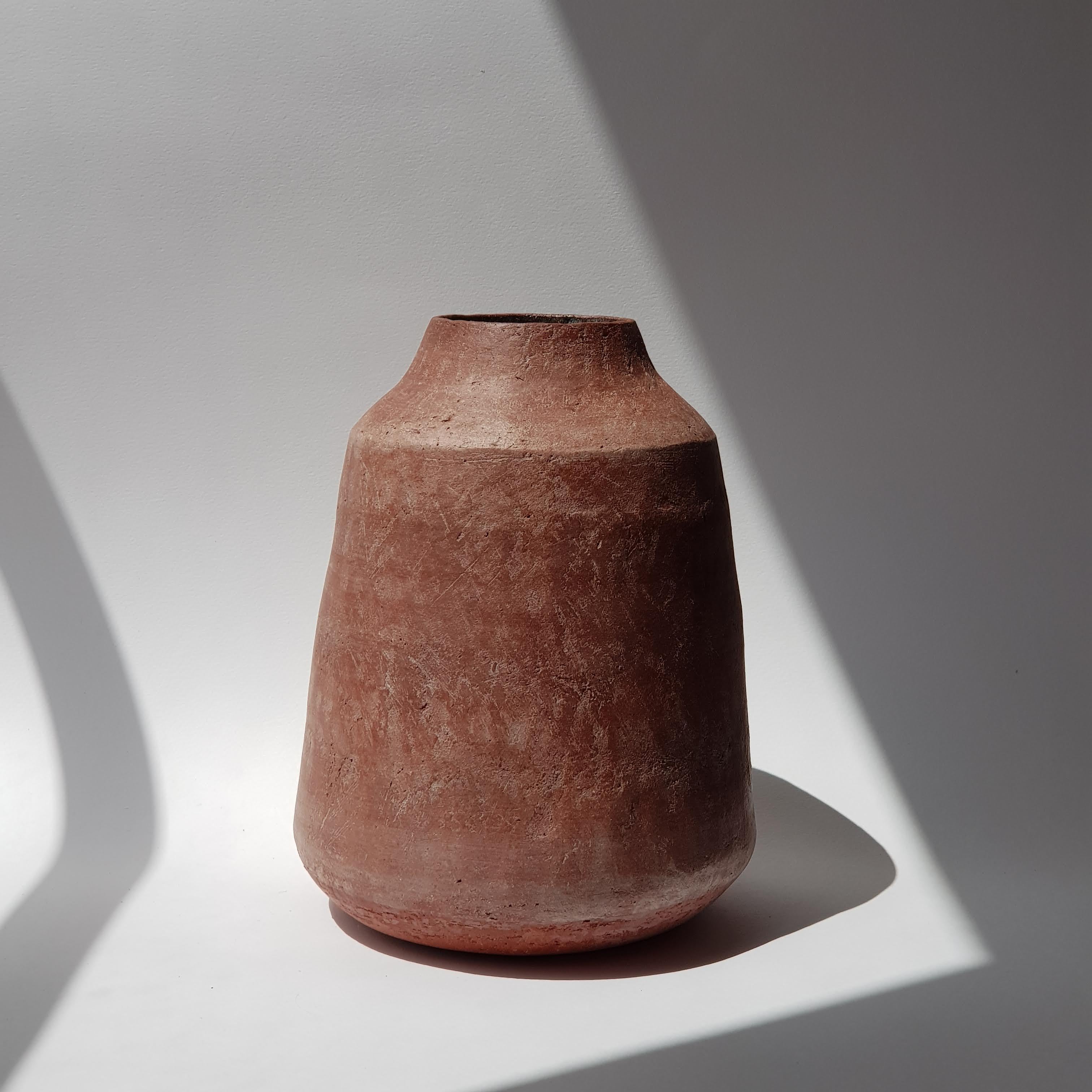 Greek Red Stoneware Kados Vase by Elena Vasilantonaki For Sale