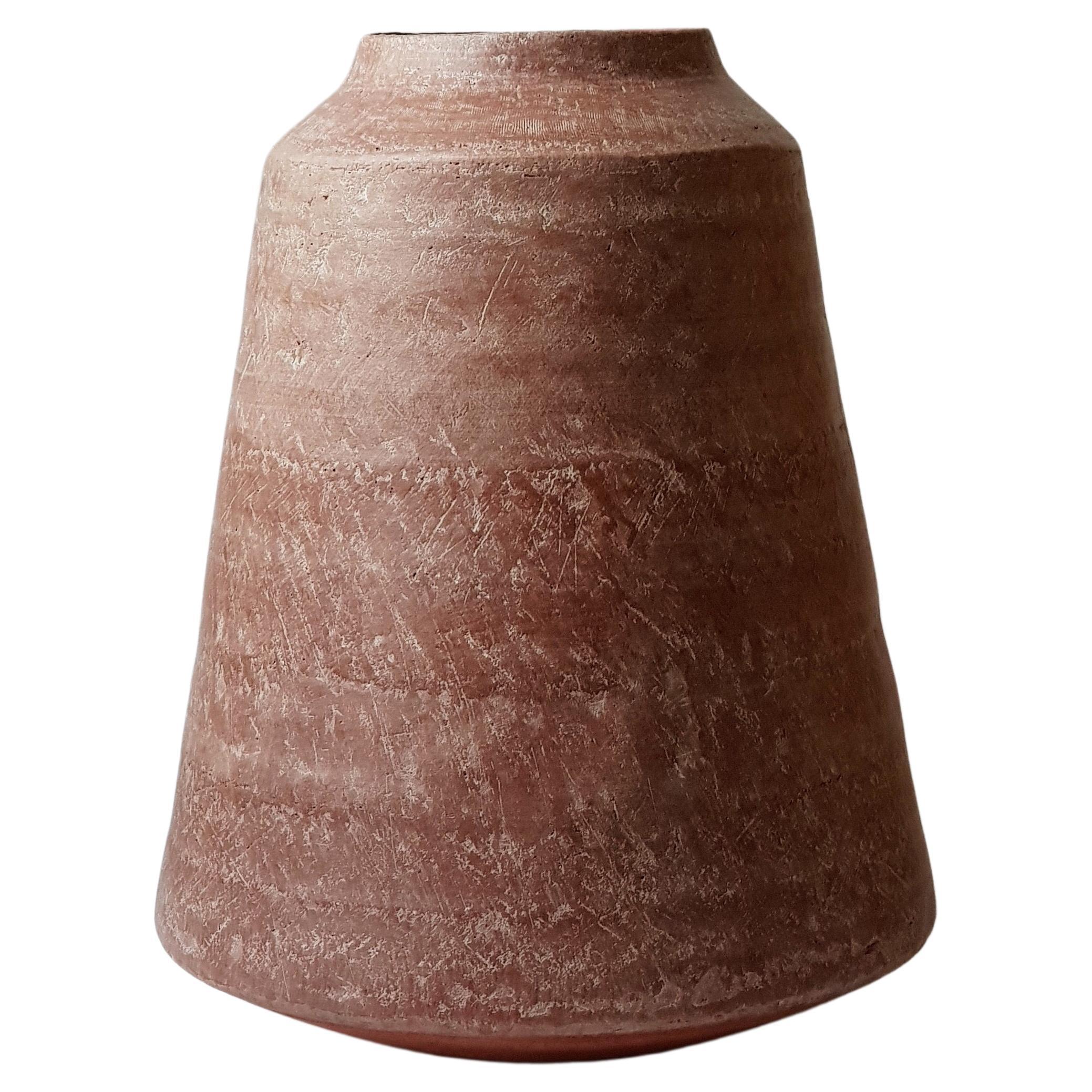 Red Stoneware Kados Vase by Elena Vasilantonaki For Sale