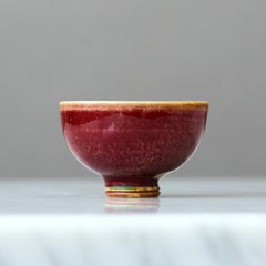 Red Stoneware Miniature Bowl by Berndt Friberg. Gustavsberg, Sweden, 1960s