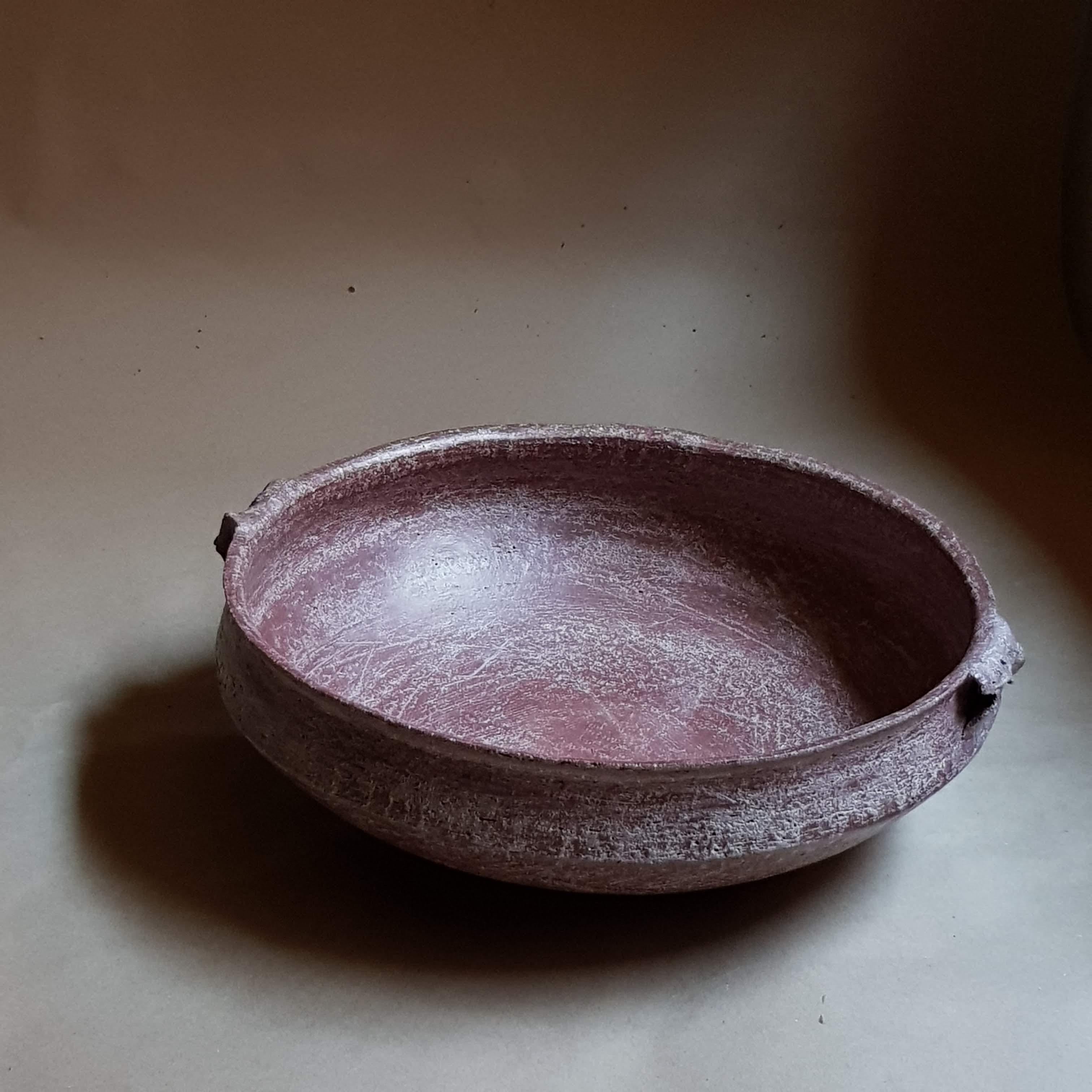 Red Stoneware Phiale Plate by Elena Vasilantonaki For Sale 9