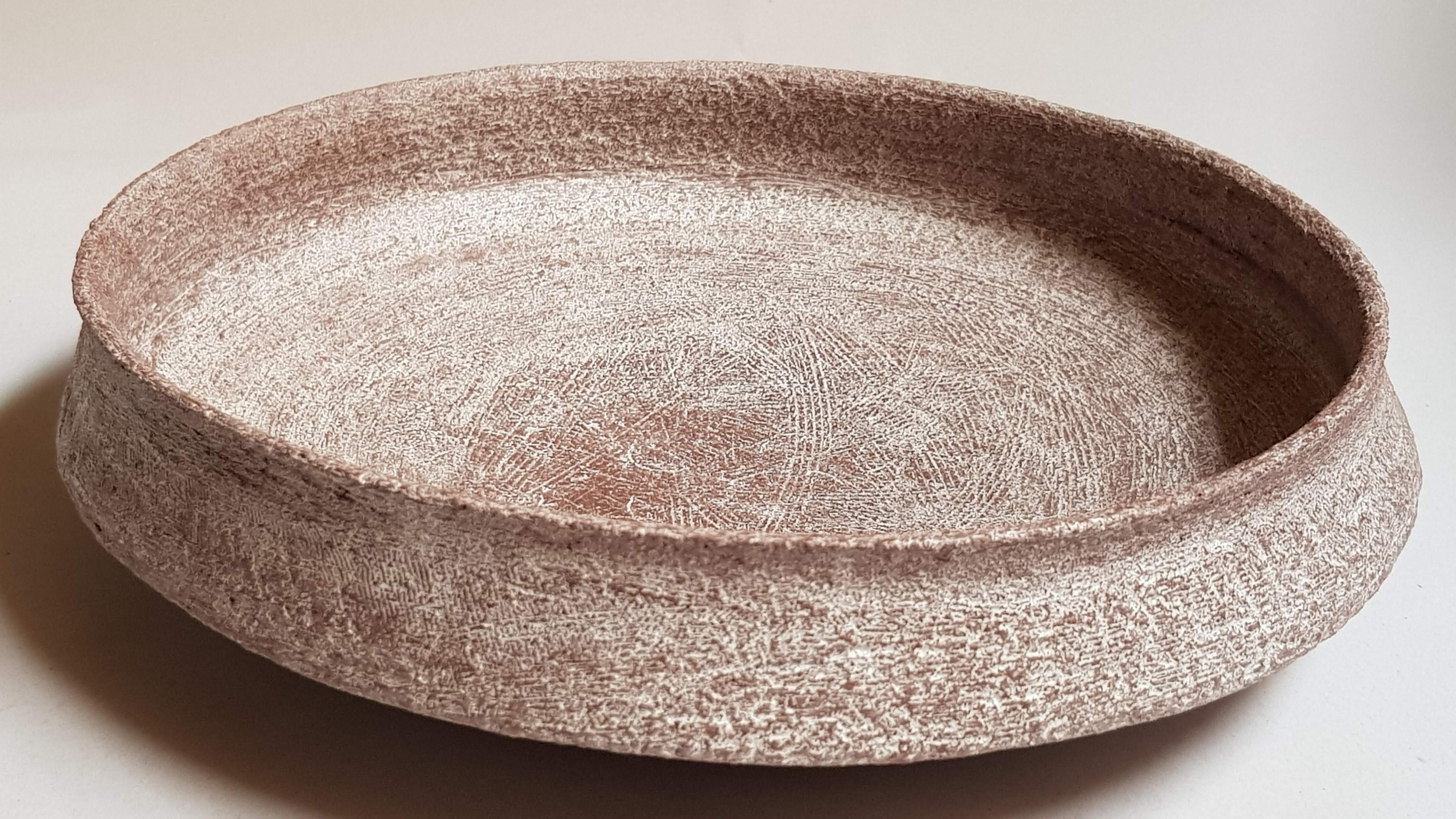 Greek Red Stoneware Phiale Plate by Elena Vasilantonaki For Sale