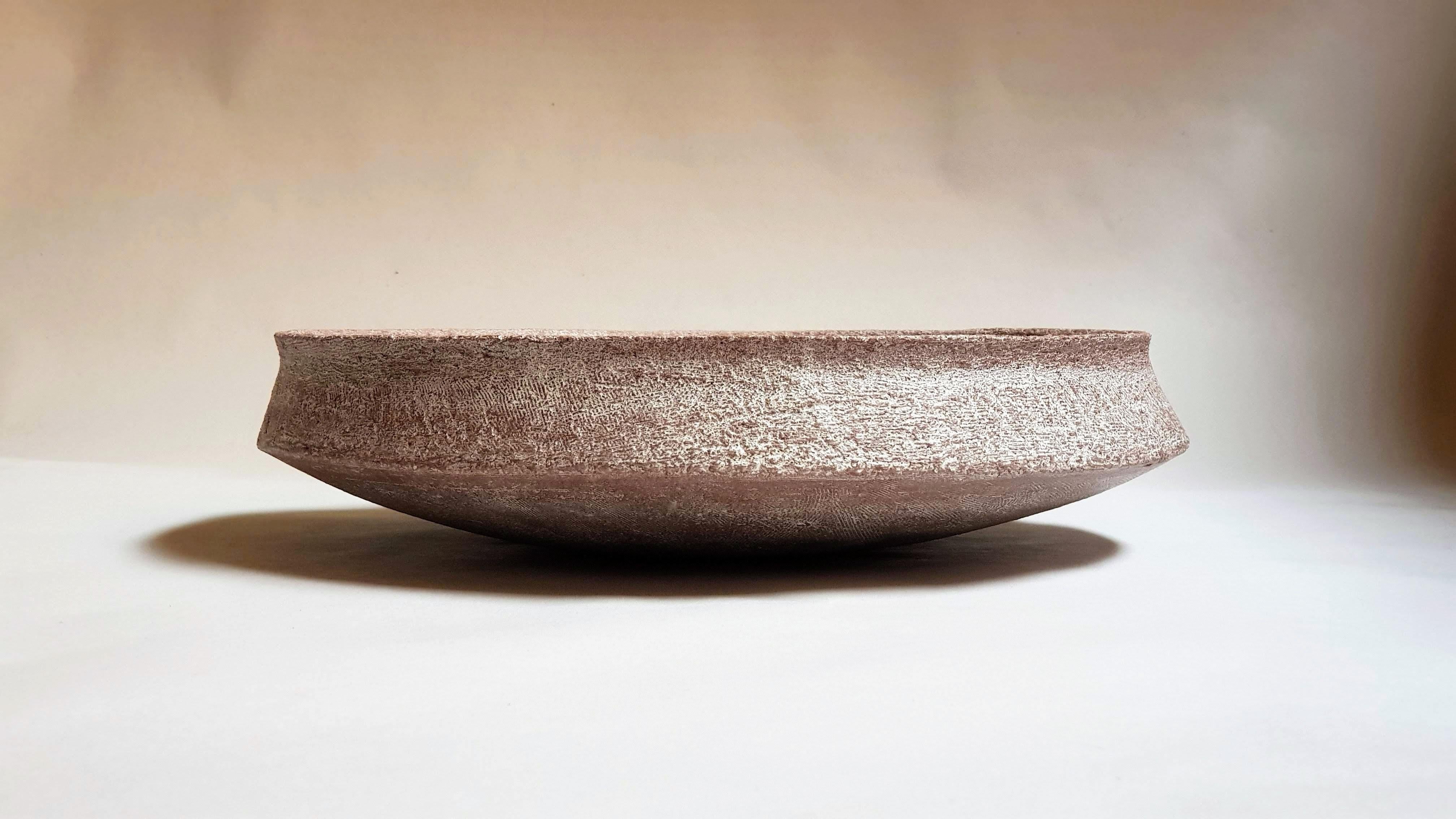 Contemporary Red Stoneware Phiale Plate by Elena Vasilantonaki For Sale