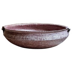 Red Stoneware Phiale Plate with Handles by Elena Vasilantonaki