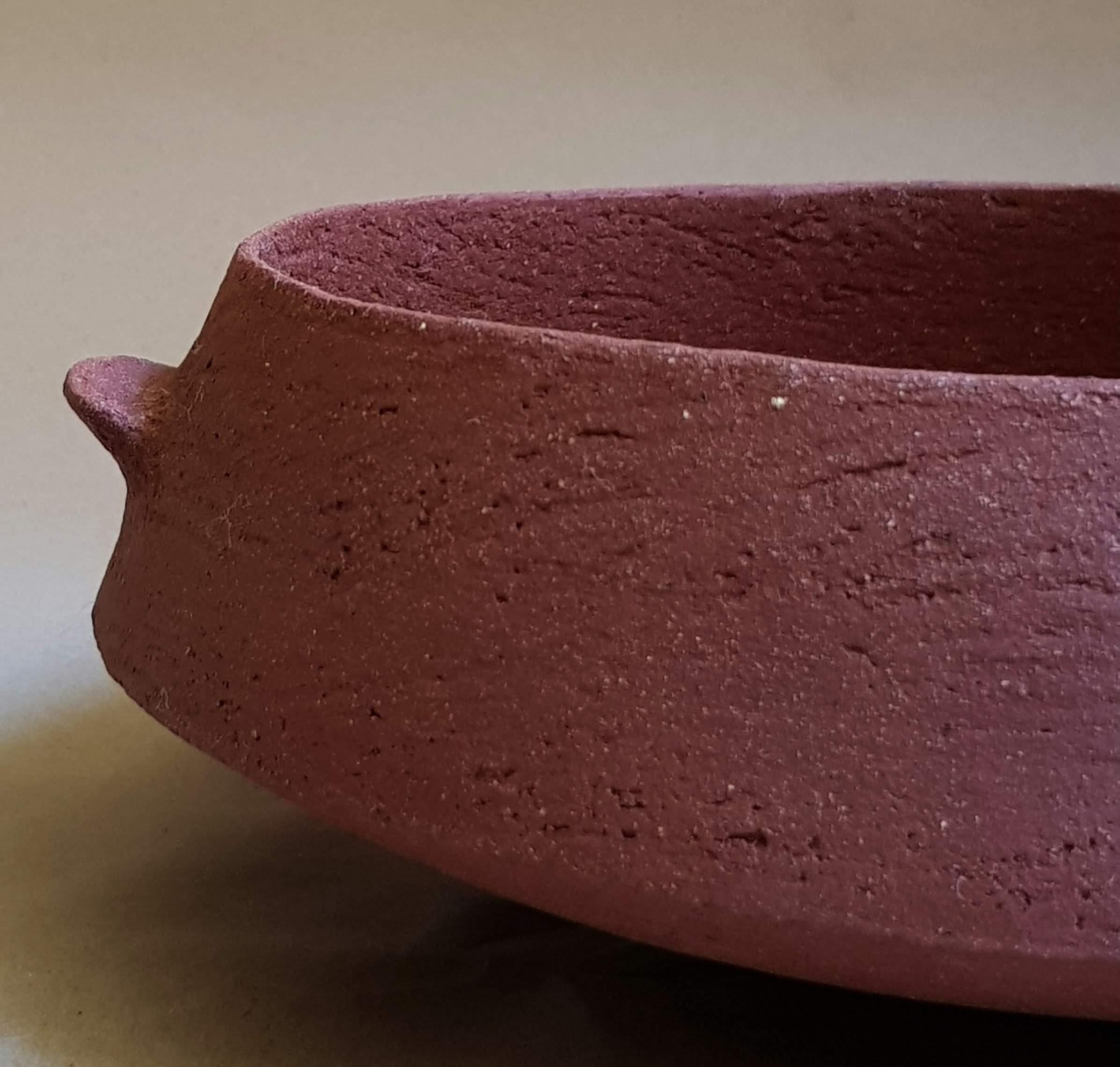 Red Stoneware Pinakio Plate by Elena Vasilantonaki For Sale 5