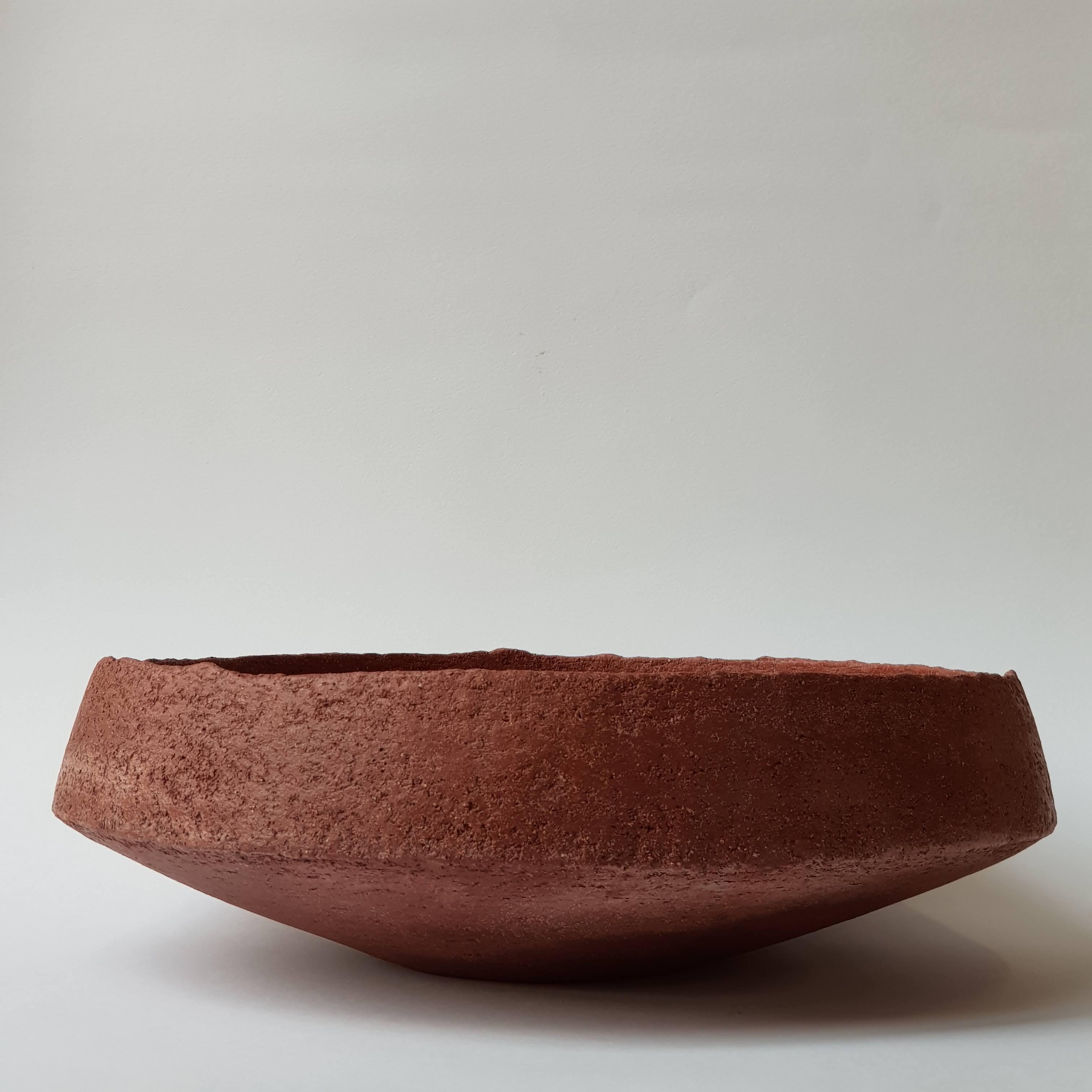 Greek Red Stoneware Pinakio Plate by Elena Vasilantonaki For Sale
