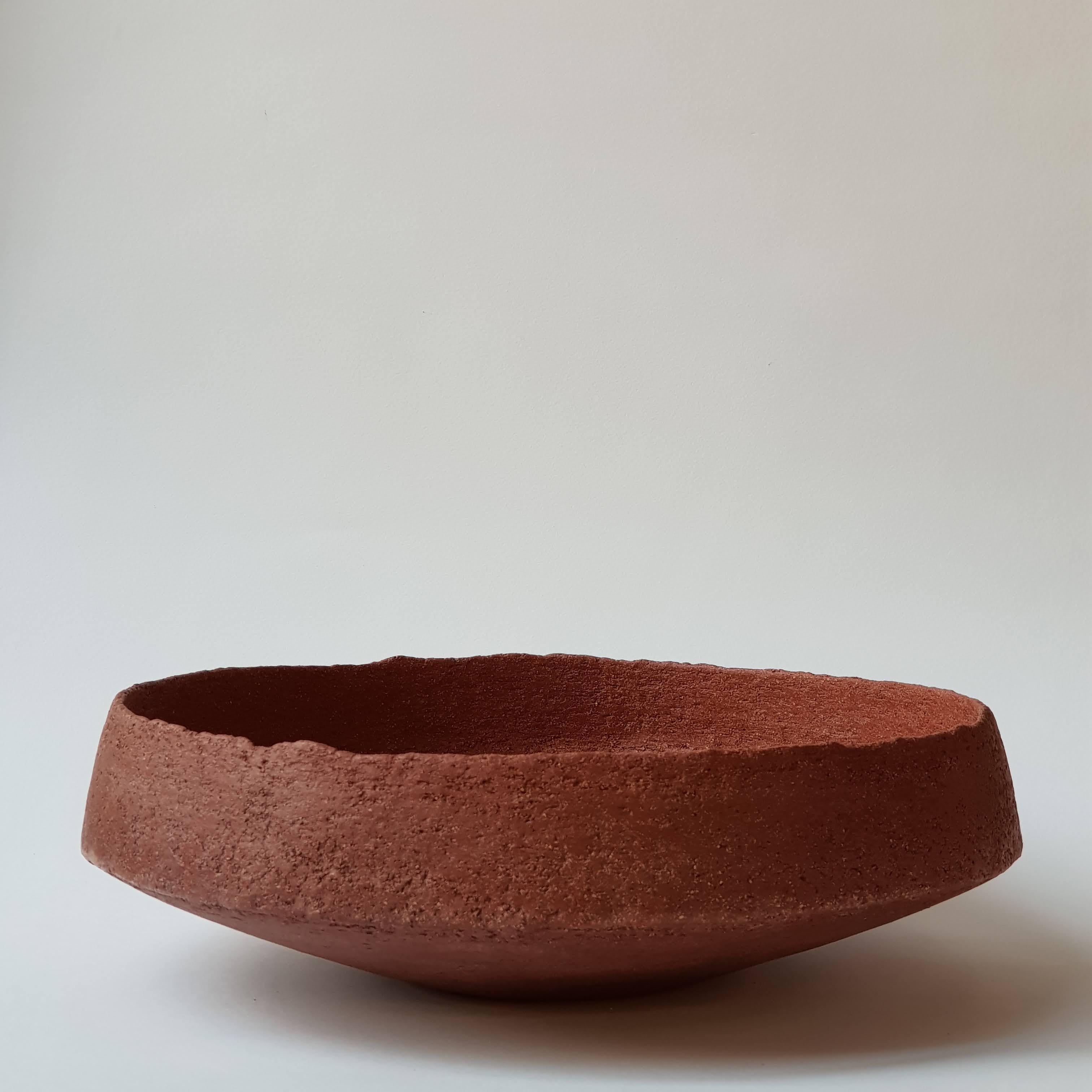 Red Stoneware Pinakio Plate by Elena Vasilantonaki In New Condition For Sale In Geneve, CH