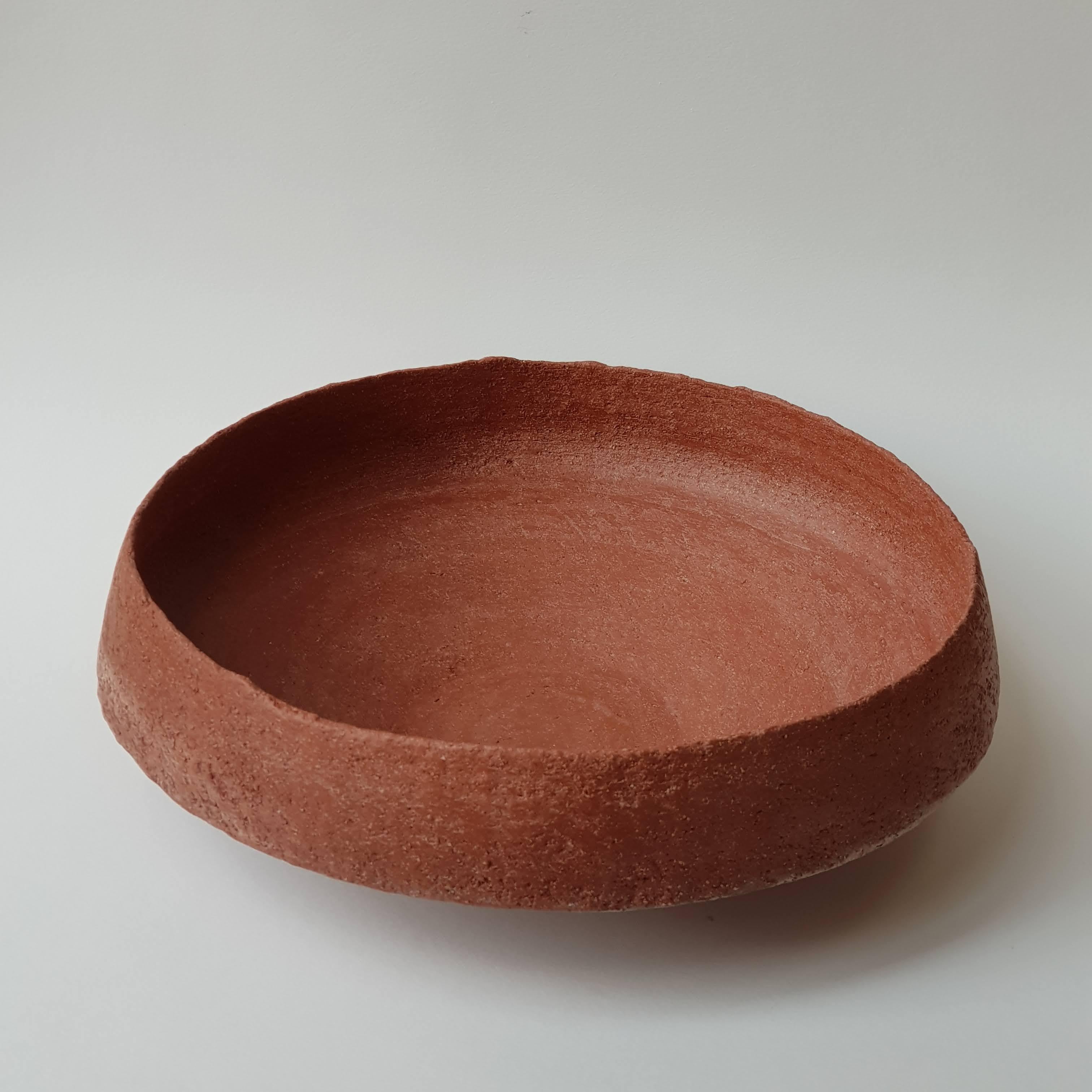 Contemporary Red Stoneware Pinakio Plate with Handles by Elena Vasilantonaki For Sale