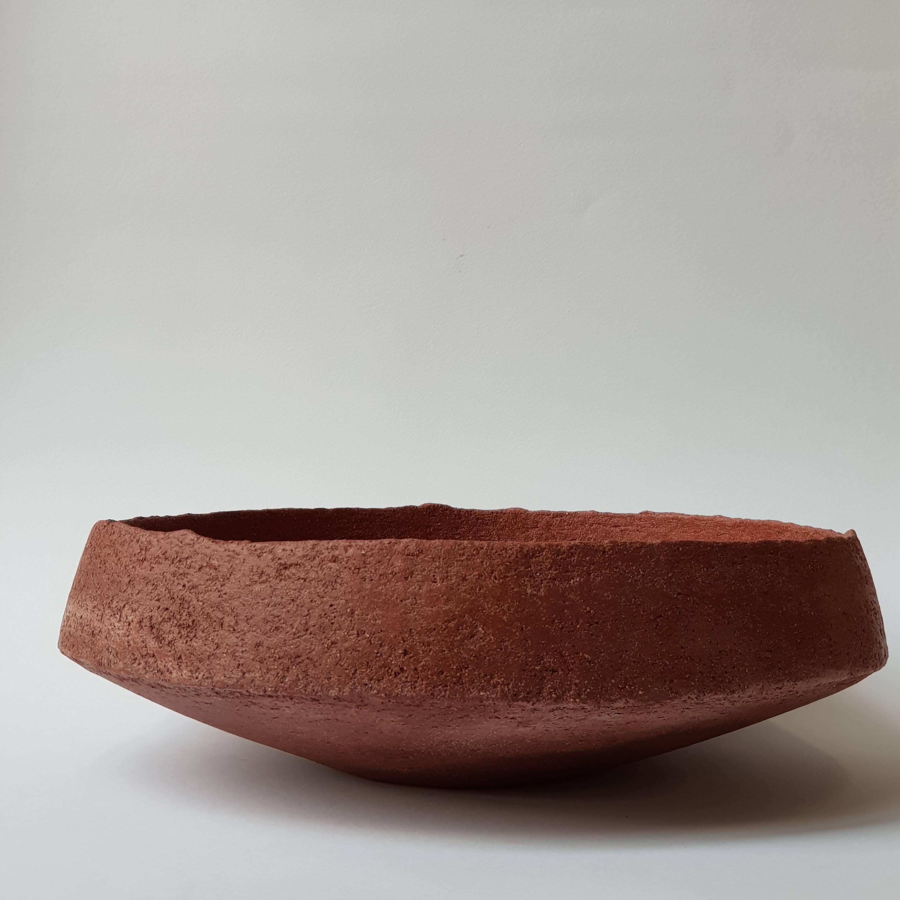 Red Stoneware Pinakio Plate with Handles by Elena Vasilantonaki For Sale 2