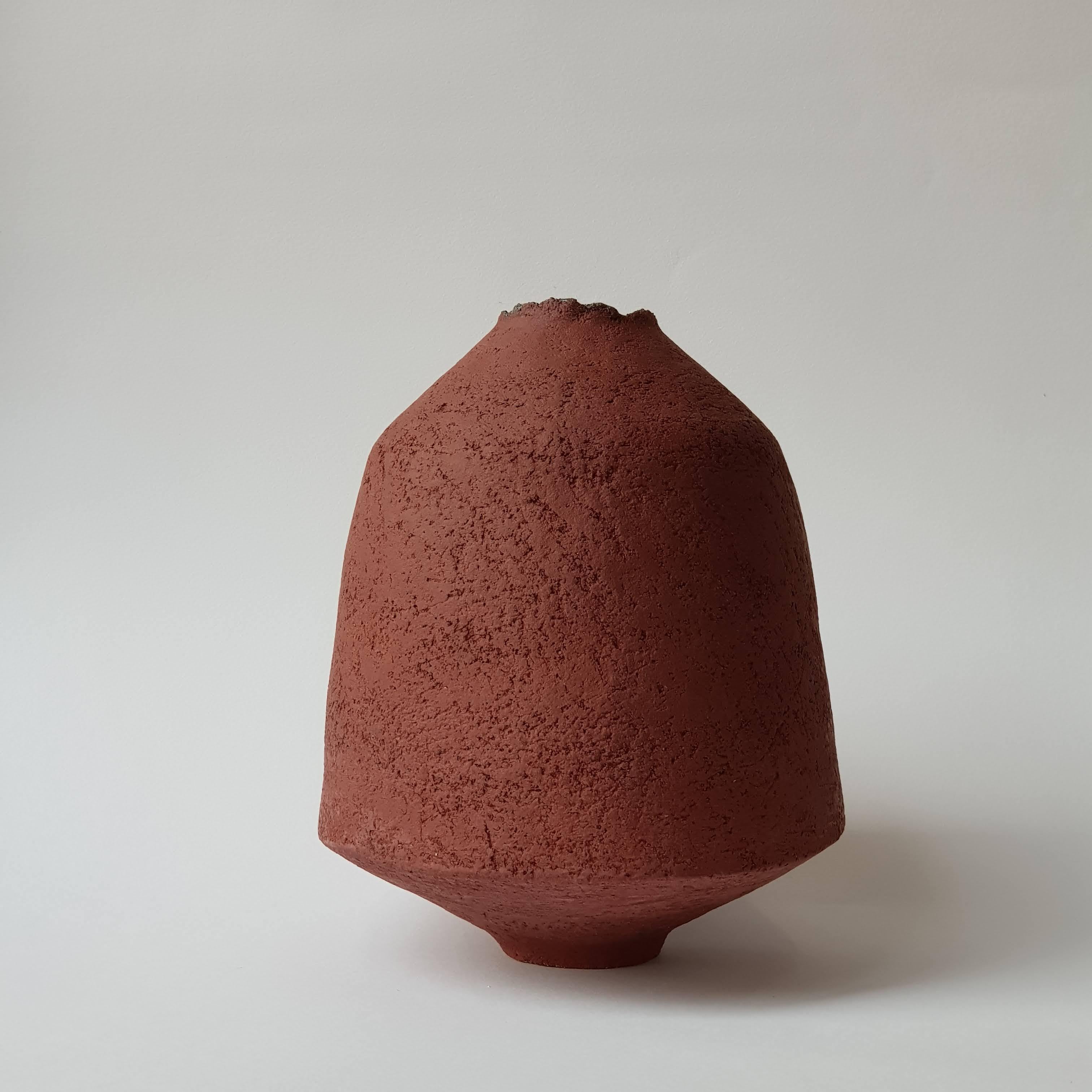 Post-Modern Red Stoneware Pithos Vase by Elena Vasilantonaki For Sale