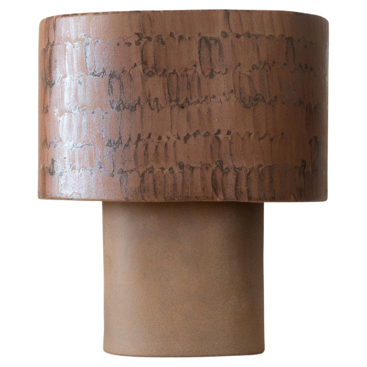 Red Stoneware Table Lamp by Lucas Huillet For Sale