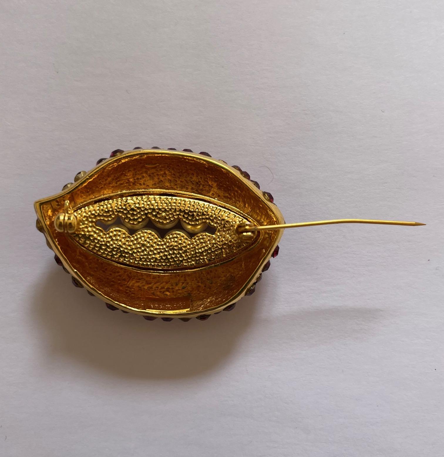 Women's Red Strass Lip Gold-plated Brooch inspired by Dalí­ For Sale