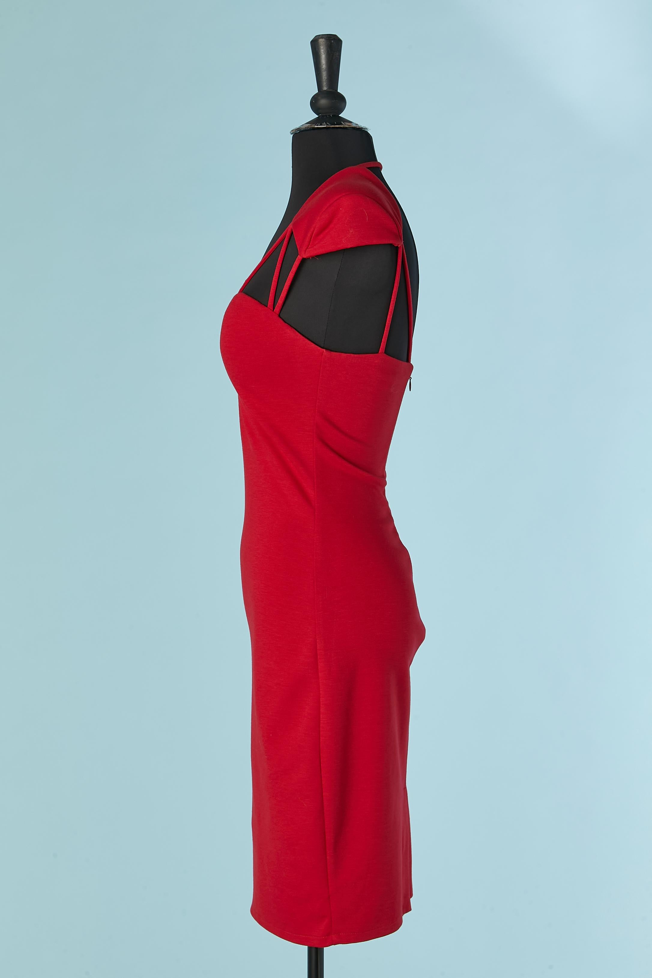 Rotes Kleid aus Stretch-Jersey GUESS im Zustand „Hervorragend“ im Angebot in Saint-Ouen-Sur-Seine, FR