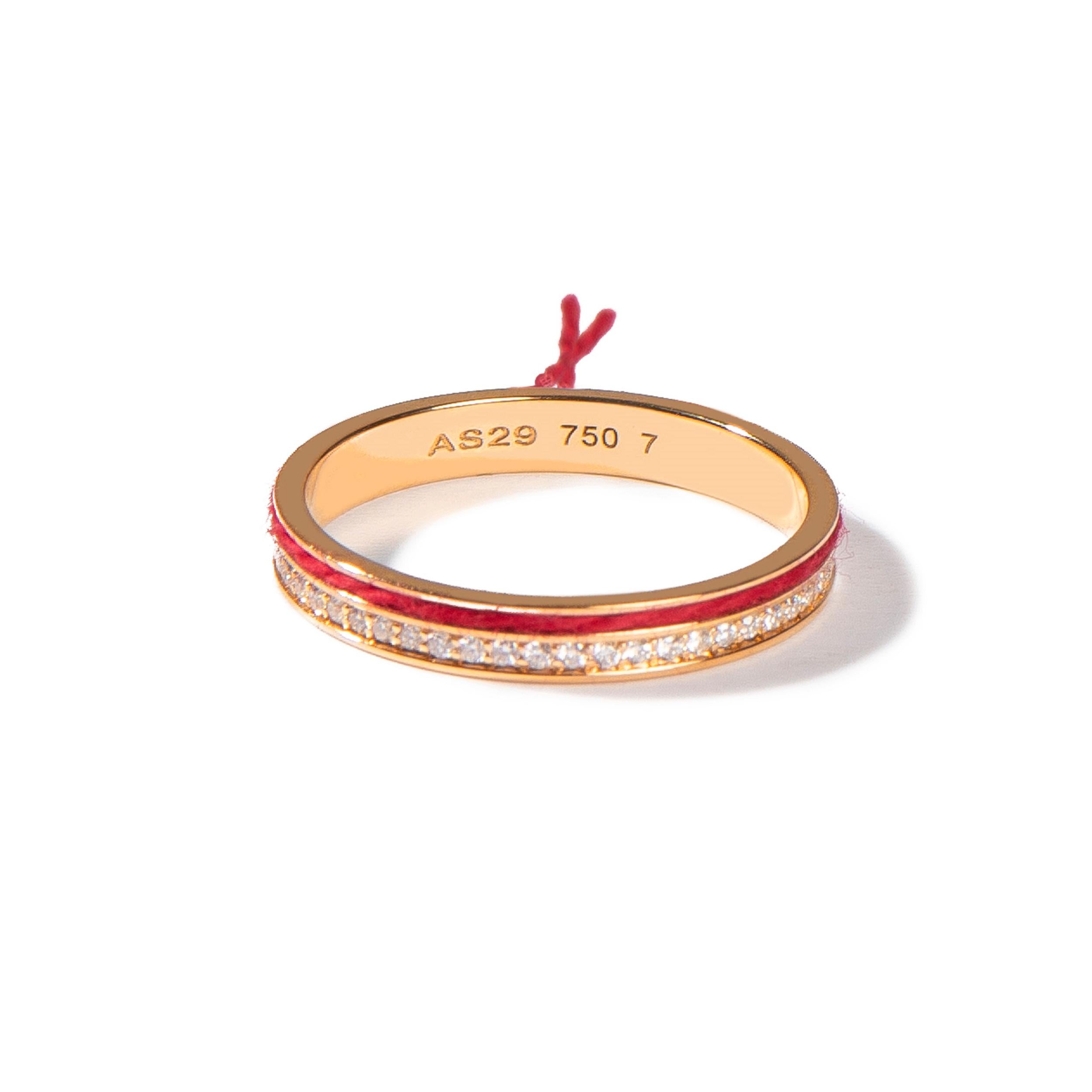 With the aim of giving a sense of protection and luck to the wearer, AS29 teamed up with Paul Khera to create the Red String Single Ring.

The red string are part of a whole genre of folk traditions from East to West, having to do with ayin hara, or