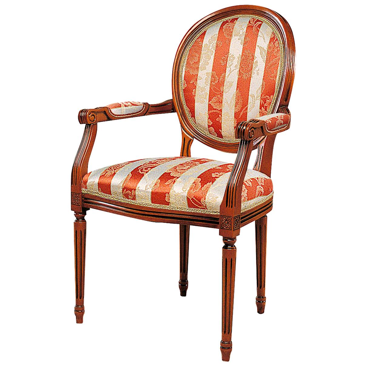 Red Striped Chair with Armrests