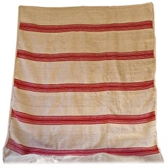 Red Striped Hemp Linen Cover French 19th Century Red Striped Hemp Linen Cover French 19th Century