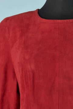 Red suede dress with long sleeves and open in the back Michael Hoban North Beach