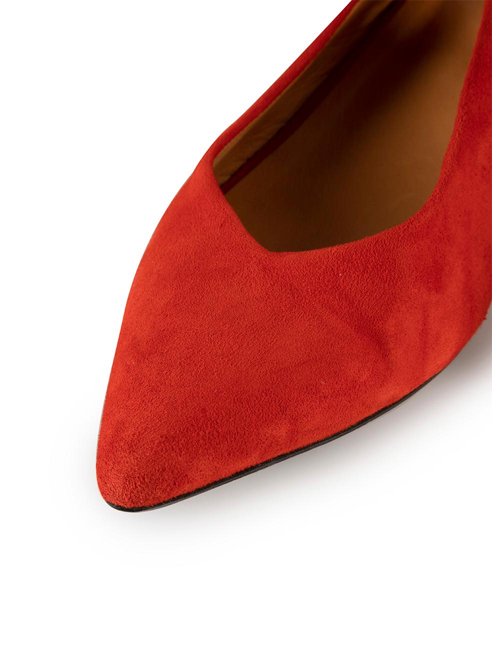 Red Suede Pointed Toe Slingback Pumps Size EU 37 1