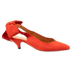 Red Suede Pointed Toe Slingback Pumps Size EU 37