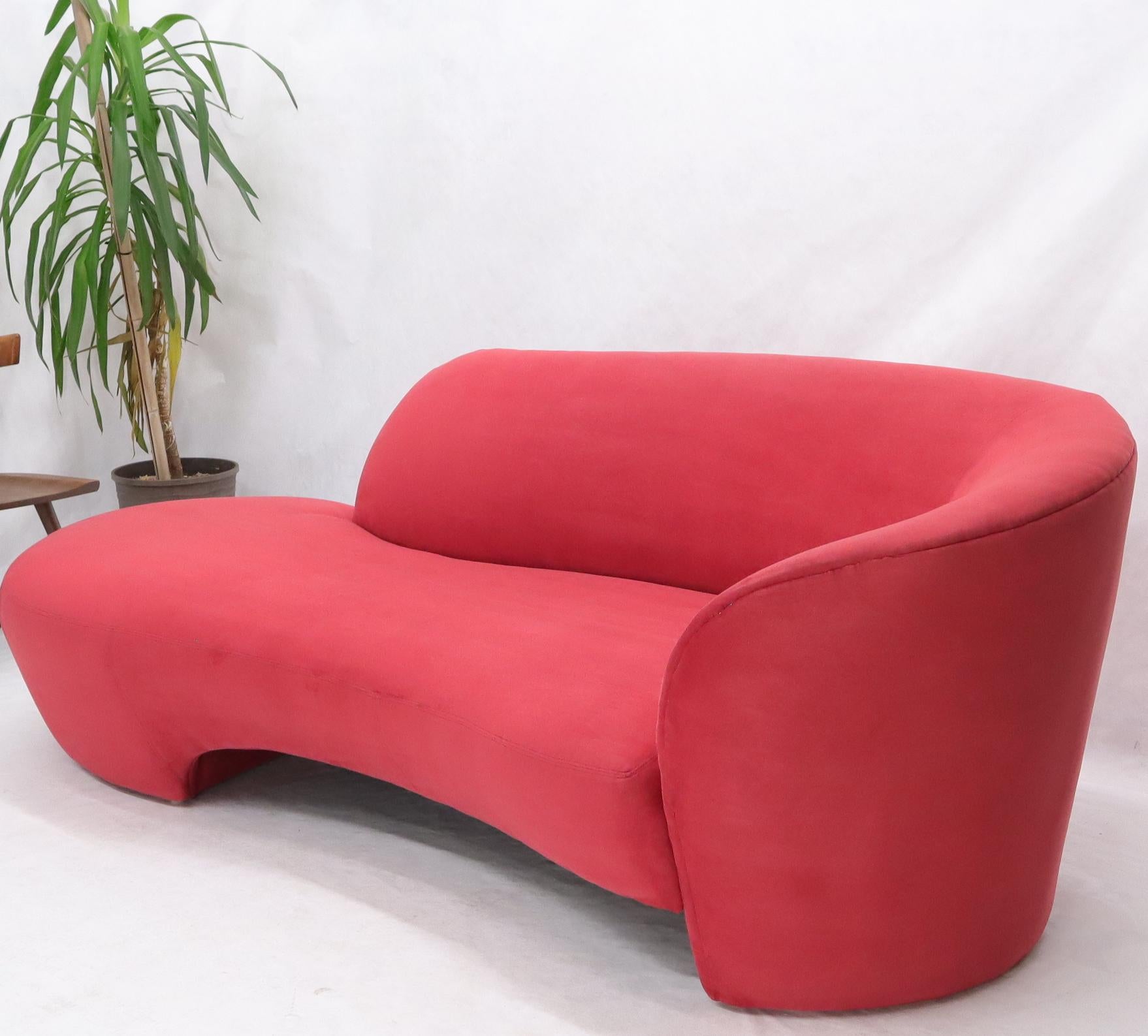Mid-Century Modern Red Suede Weiman Preview Chaise Lounge Cloud Sofa For Sale