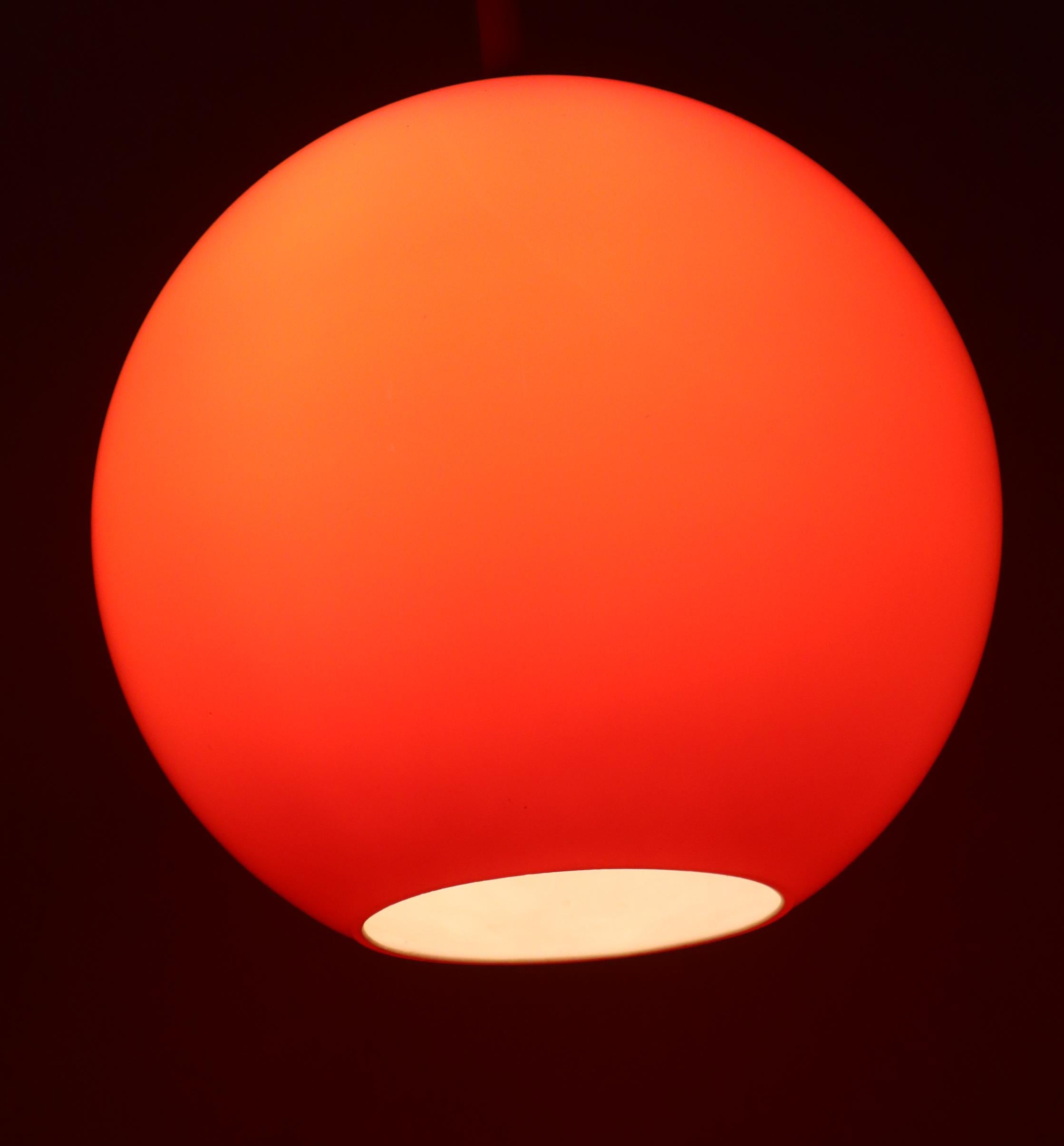 Red Sun Ball Hanging Lamp Made of Glass, Germany 1960s For Sale 3