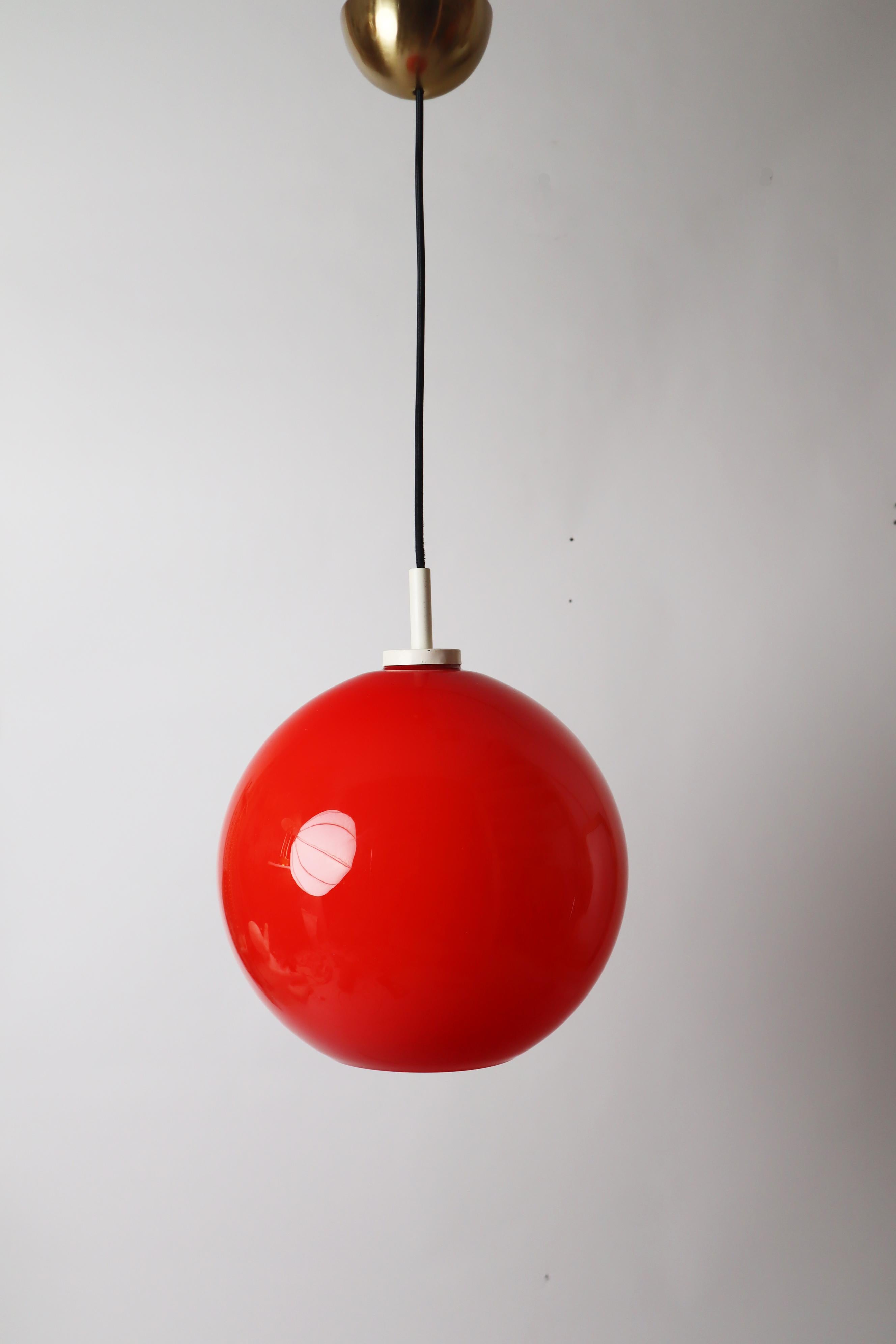 Red Sun Ball Hanging Lamp Made of Glass, Germany 1960s For Sale 6