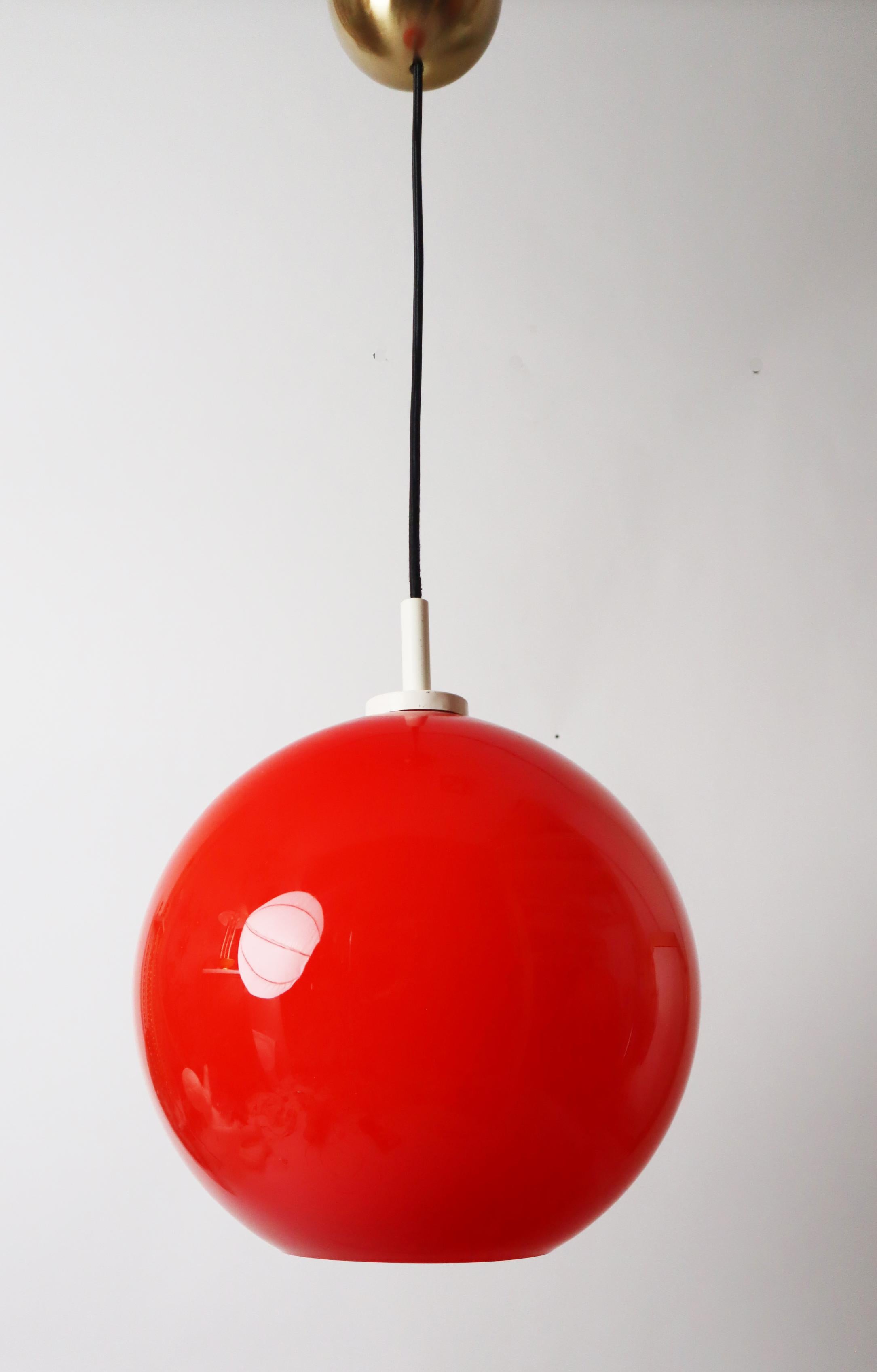 Red Sun Ball Hanging Lamp Made of Glass, Germany 1960s For Sale 8