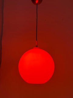 Red Sun Ball Hanging Lamp Made of Glass, Germany 1960s