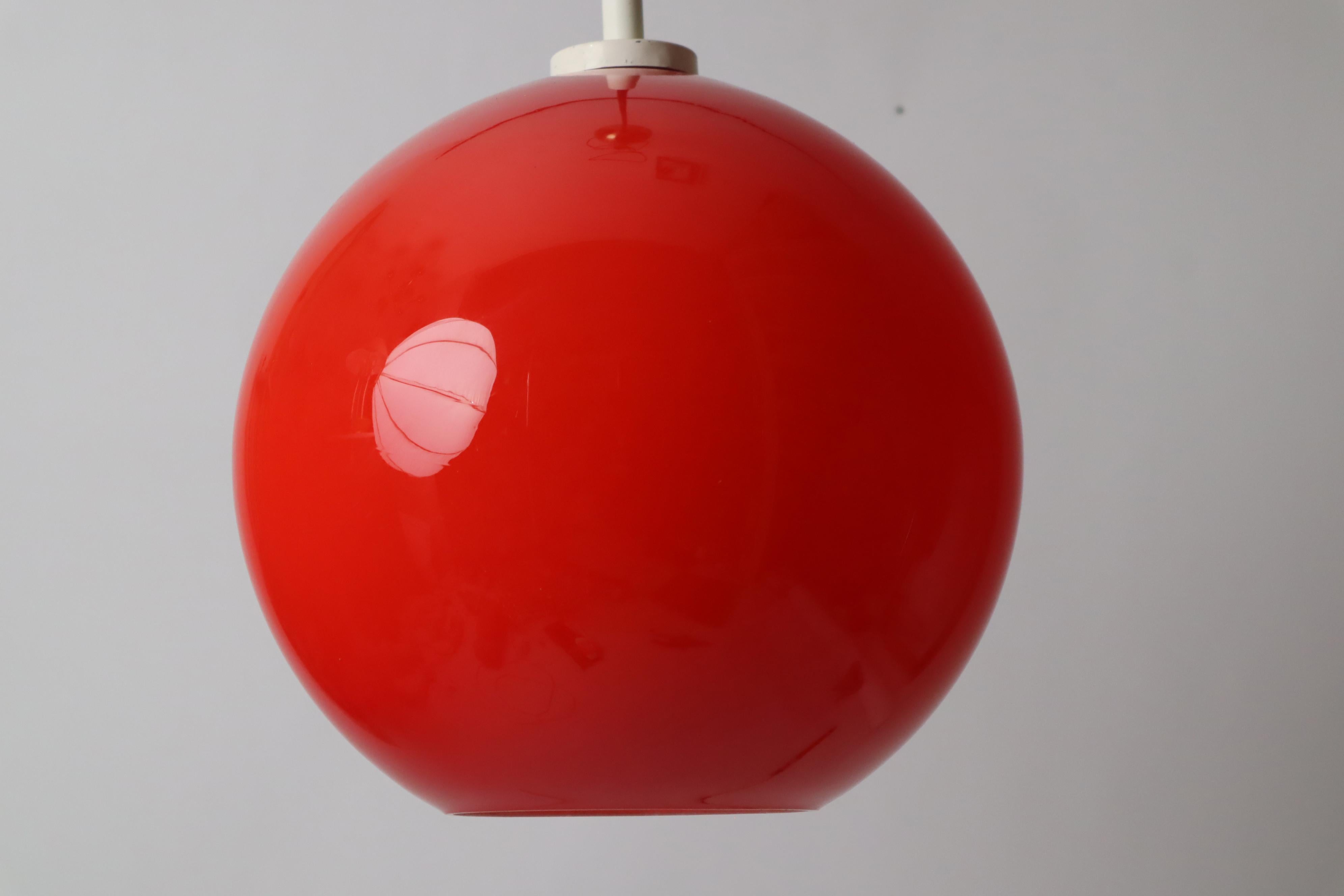 Metal Red Sun Ball Hanging Lamp Made of Glass, Germany 1960s For Sale