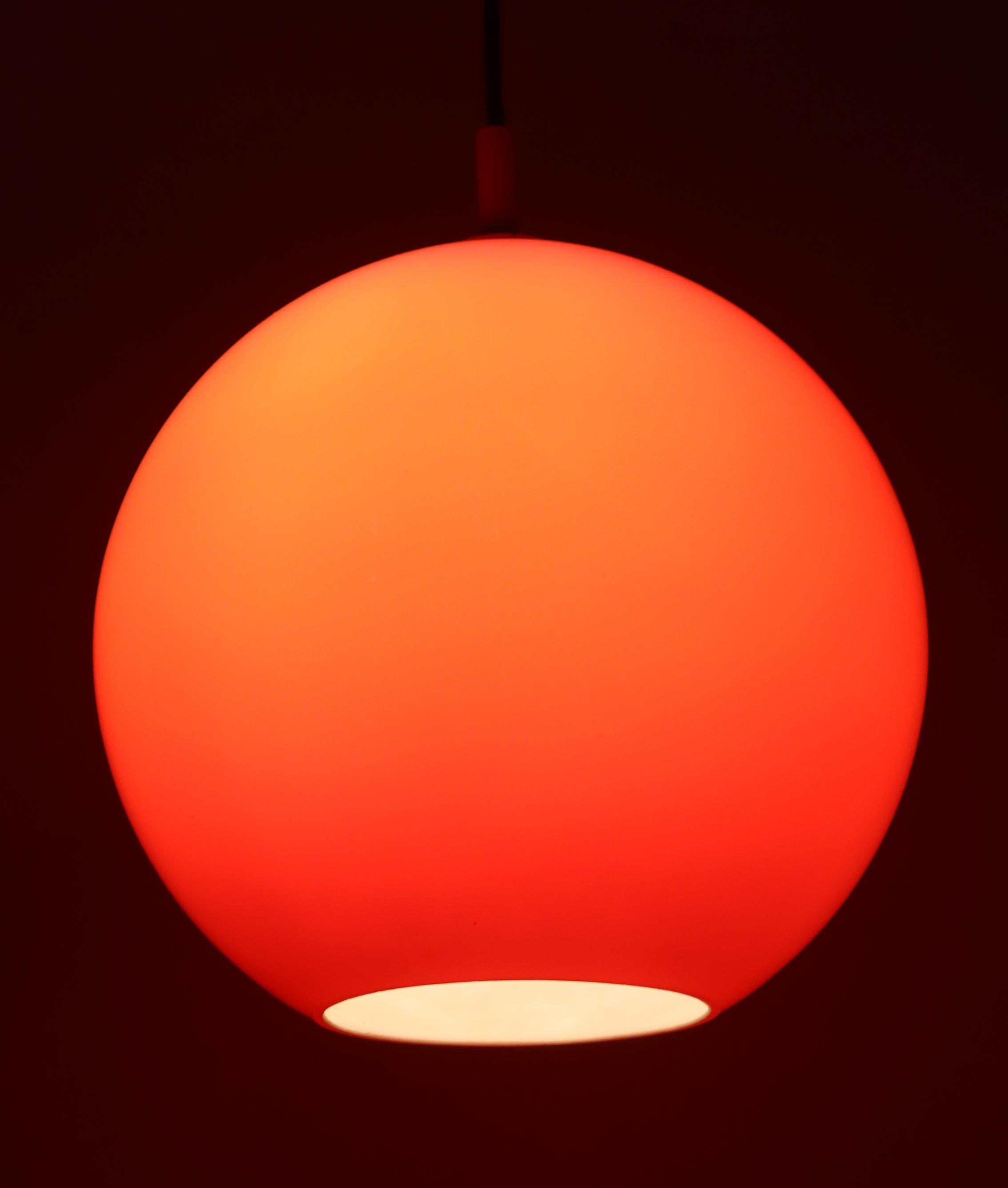 Red Sun Ball Hanging Lamp Made of Glass, Germany 1960s For Sale 2