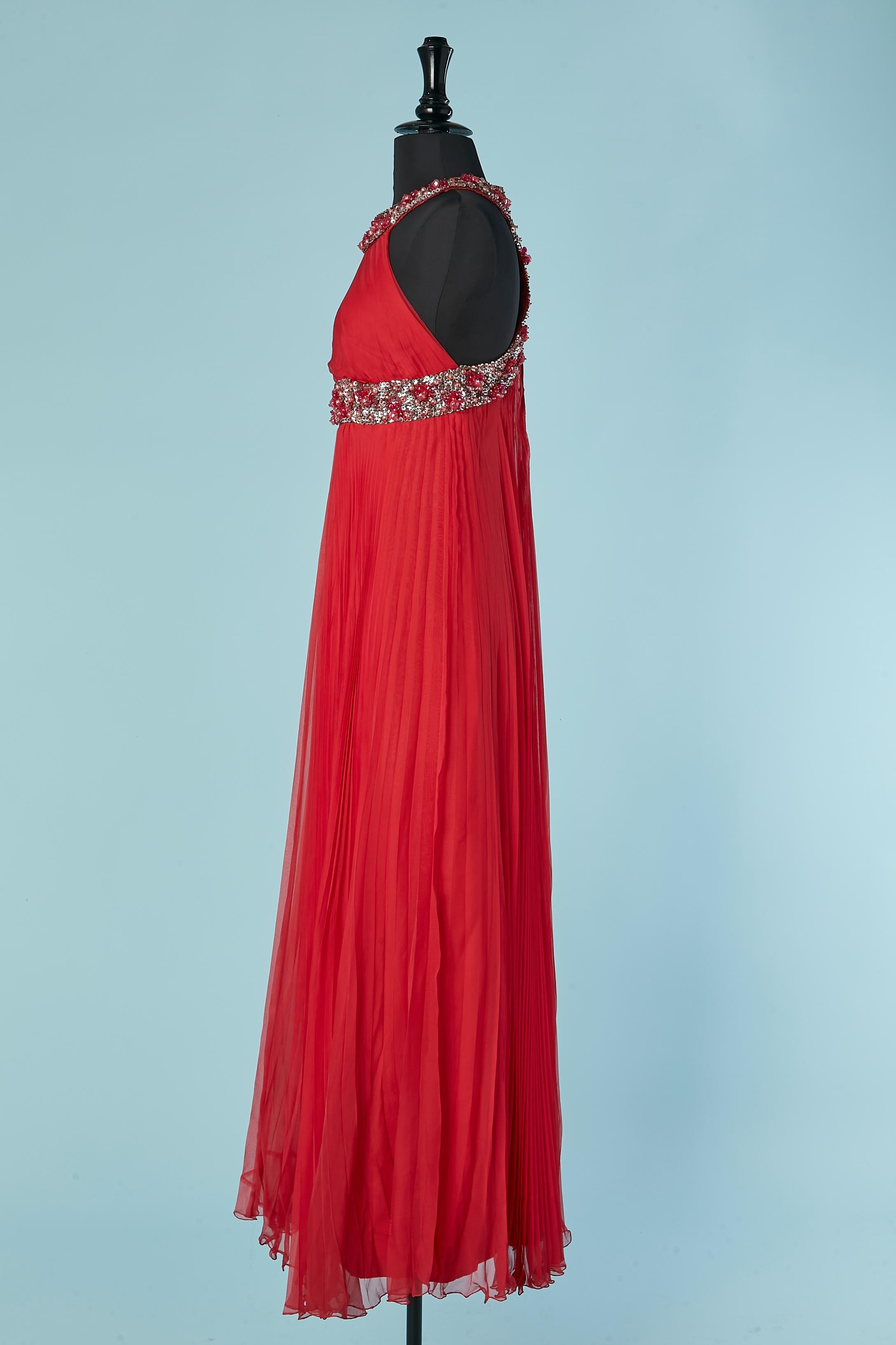 De las mujeres Vestido de noche rojo plisado con lentejuelas y pedrería Lady Garbell en venta