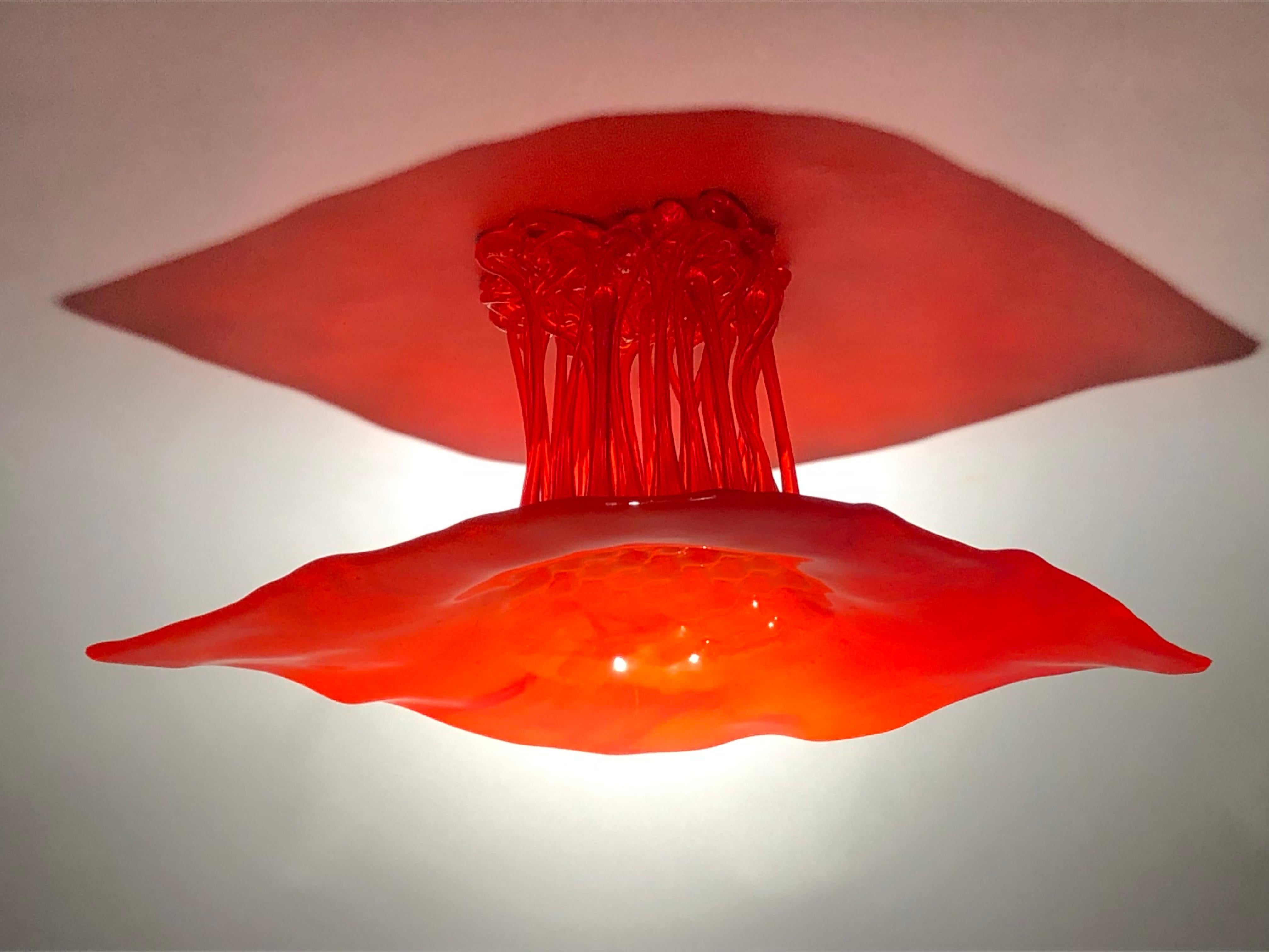 „Red Sunset“, Tafelaufsatz aus Muranoglas, handgefertigt in Italien, einzigartiges Design, 2022 (Moderne) im Angebot