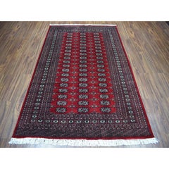 Red Super Fine Bokara Elephant Feet Design Hand Knotted Oriental Rug