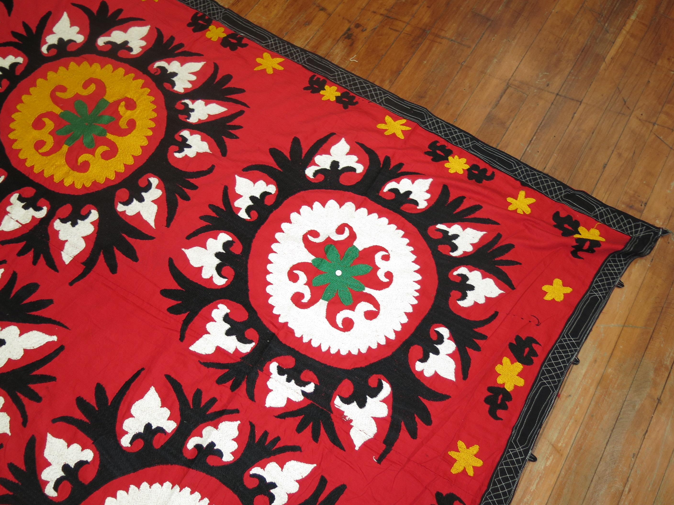 Adirondack Red Suzanni Turkish Embroidery Textile