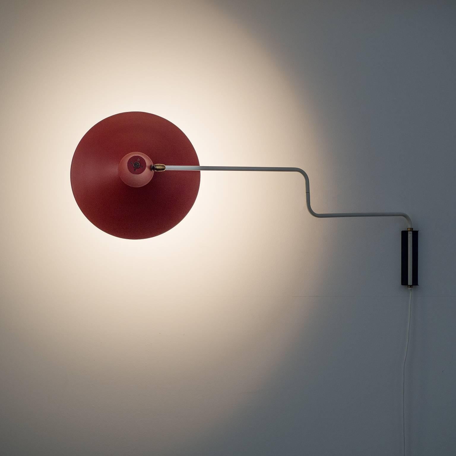 Red Swing Arm Wall Light by Anvia, 1960s 1