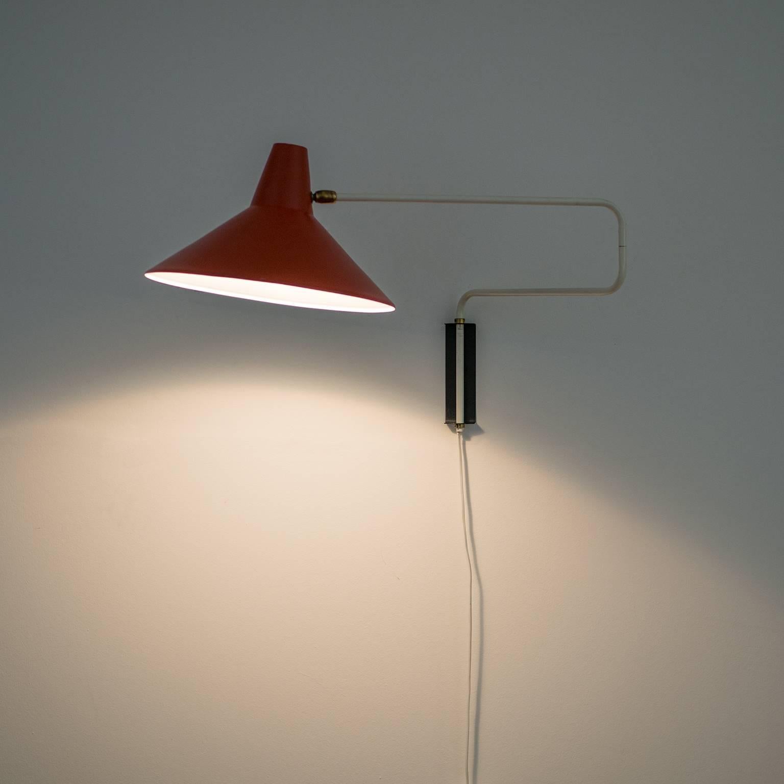 Red Swing Arm Wall Light by Anvia, 1960s 2