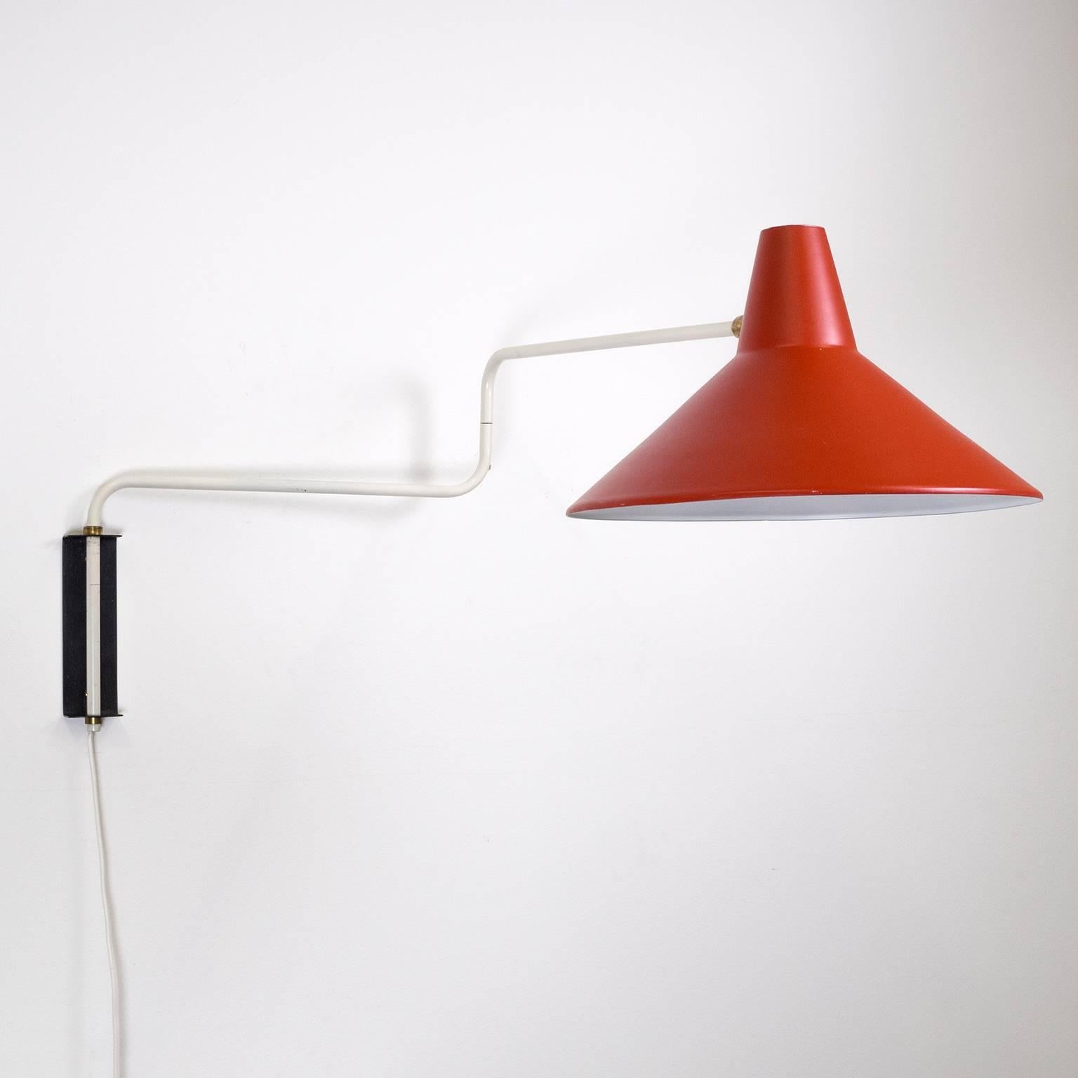 Mid-20th Century Red Swing Arm Wall Light by Anvia, 1960s