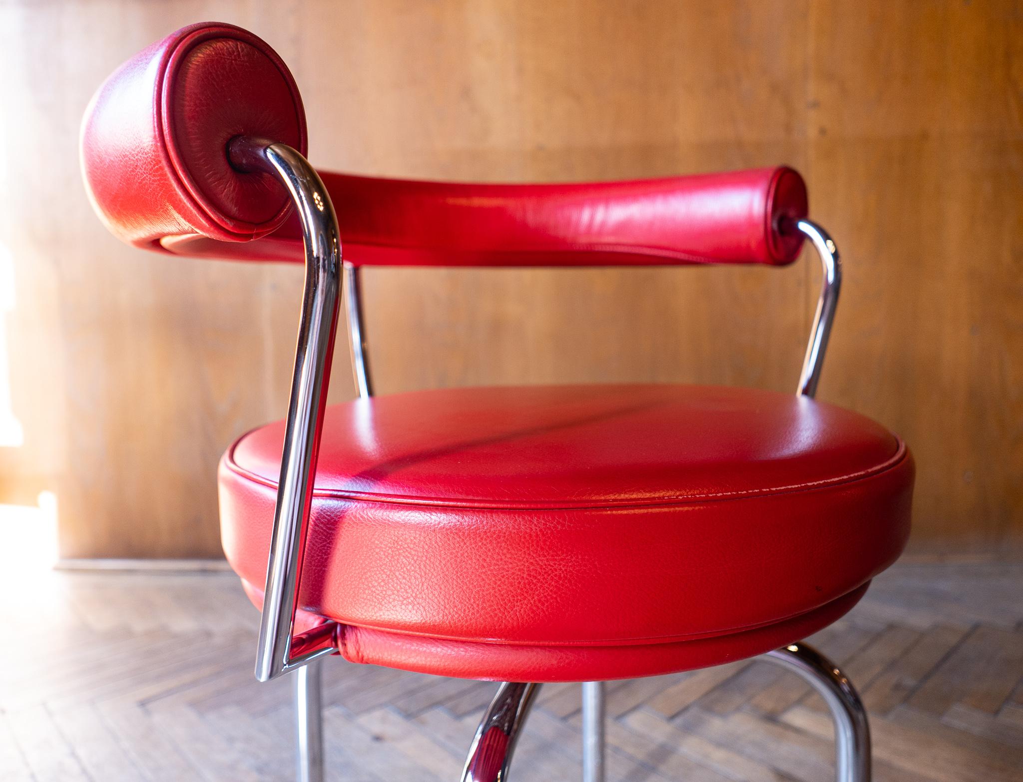Leather Red Swivel Armchair 