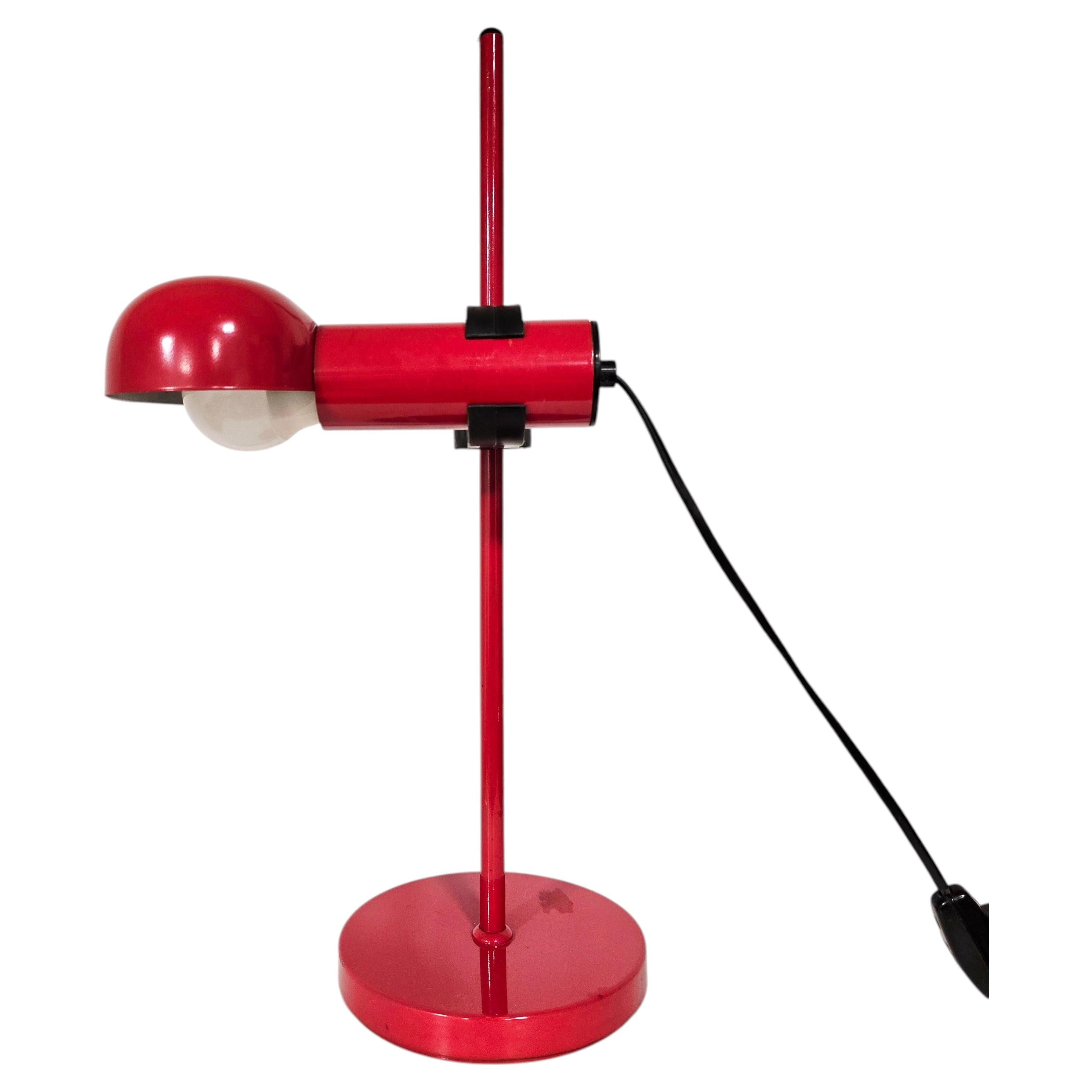 Mid-Century Modern Red Table Lamp, Adjustable Metal, Slovenia, 1980